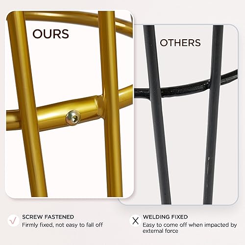 Miniatura 7 de Yaheetech Juego de 4 taburetes de bar, taburetes redondos de terciopelo, sillas de bar de altura de mostrador sin espalda con patas doradas para