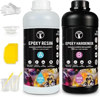 ResinAngel 64oz Clear Epoxy Resin Kit – Easy 1:1 Mixing, Non-Yellowing, Bubble-Free Formula Self-Leveling Casting Resin for DIY Crafts, Resin Art Projects, Jewelry, Wood Projects