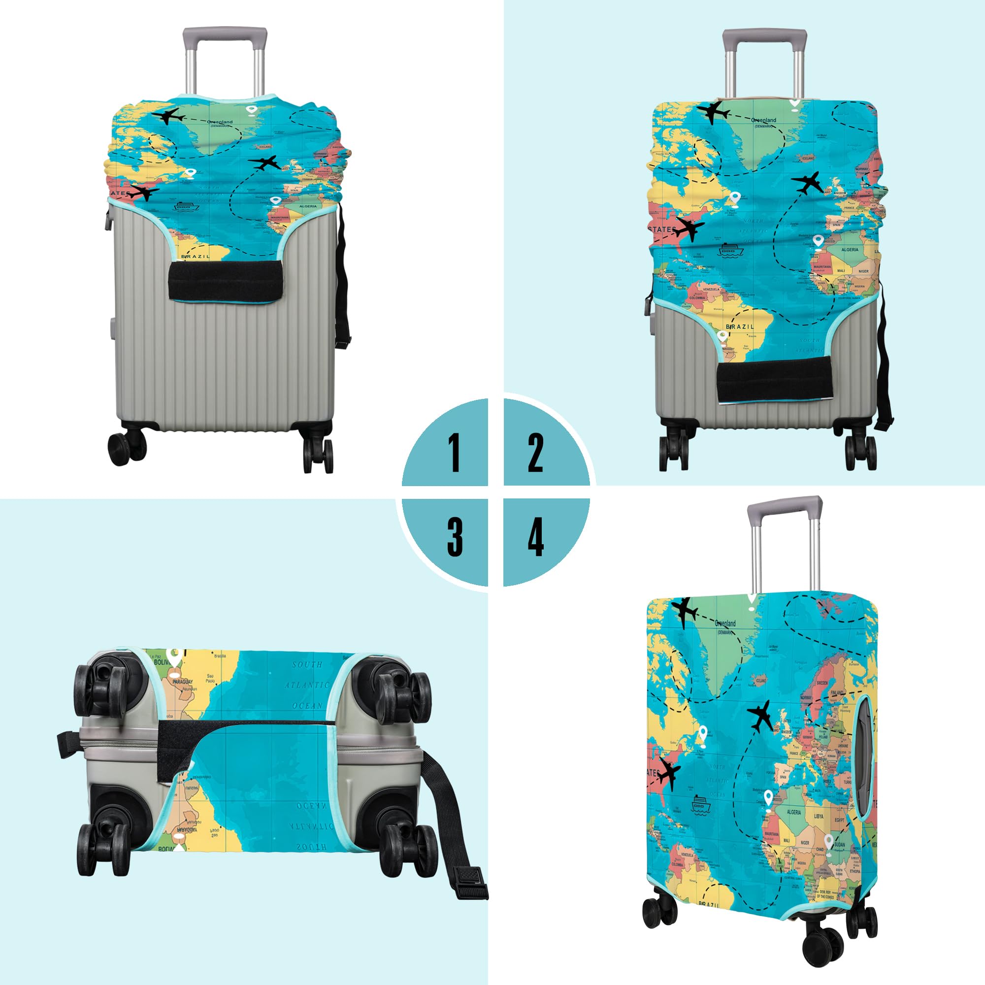 Copertura per bagagli da viaggio Protezione per valigie adatta a bagagli da 18-32 pollici Coperture per ruote da viaggio con motivi Articoli correlati a fiori Protezione elastica per bagagli