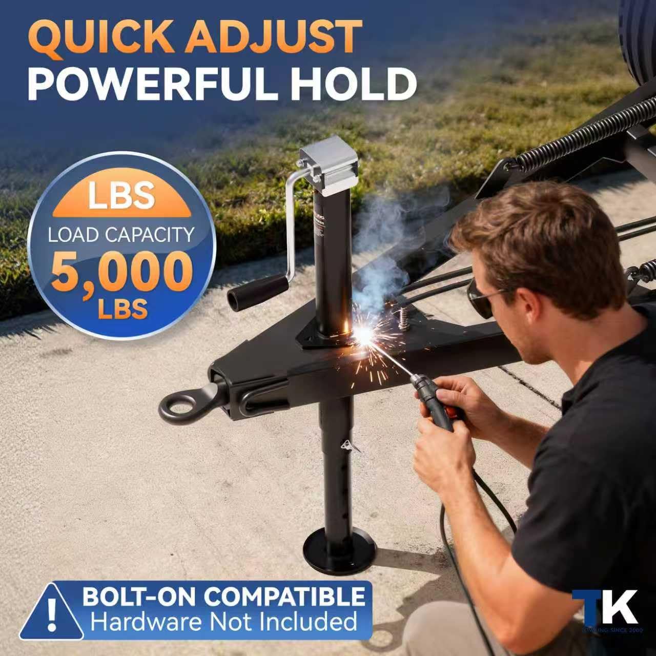 5000 lbs 15" Lift Side Wind A Frame Trailer Jack with Adjustable Drop Leg