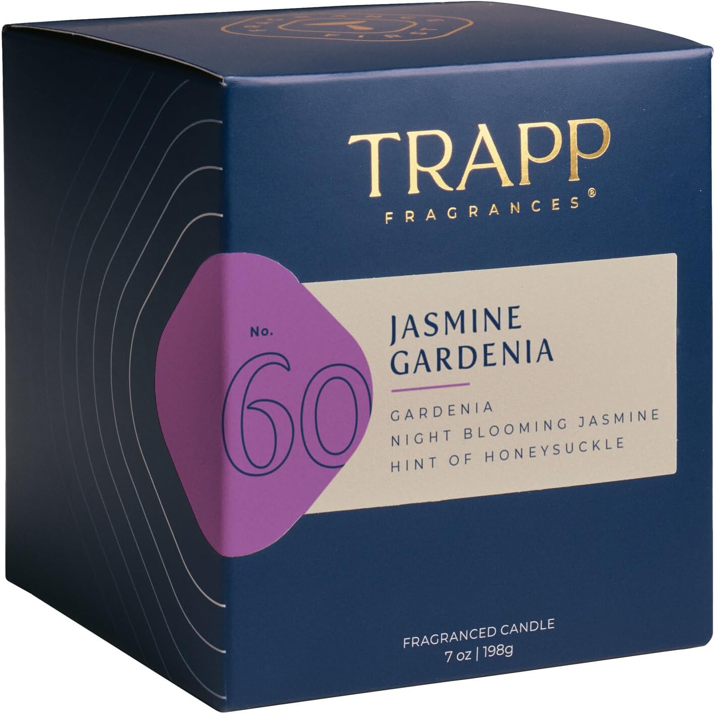 Trapp - No. 60 Jasmine Gardenia - 7 oz. Signature Candle - Aromatic Home Fragrance with Floral Scent of Gardenia, Night Blooming Jasmine, & Hint of Honeysuckle Notes - Petrolatum Wax