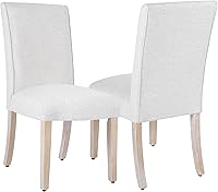 HomePop Scalloped Parsons Dining Chairs Set of 2, Cream Textured Woven Upholstered - Modern Comfort for Kitchen & Dining