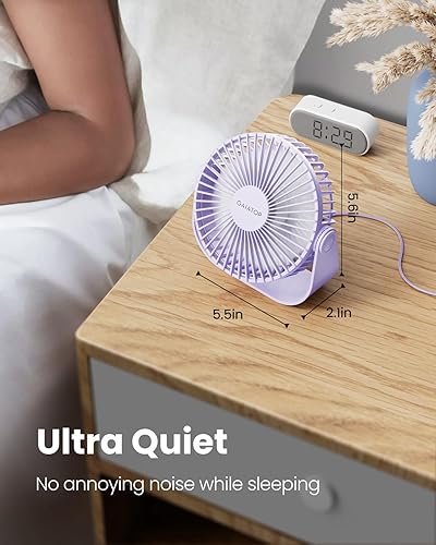 Miniatura 10 de Gaiatop Ventilador de escritorio USB, 3 velocidades con fuerte flujo de aire, ventilador de mesa portátil pequeño y silencioso de 5.5 pulgadas,