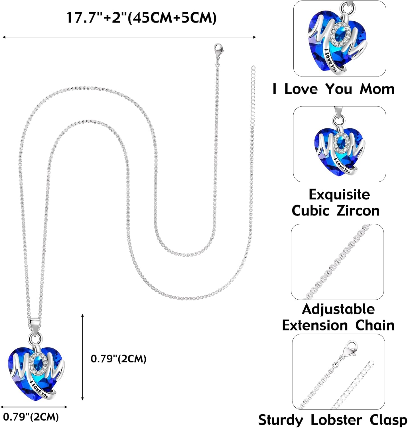 Valentine Necklace for Women, Valentines Day Gifts for Her I Love You Girlfriend Necklace Heart Pendant Rhinestone Jewelry with Box Birthday Mothers Day Gifts - Image 5