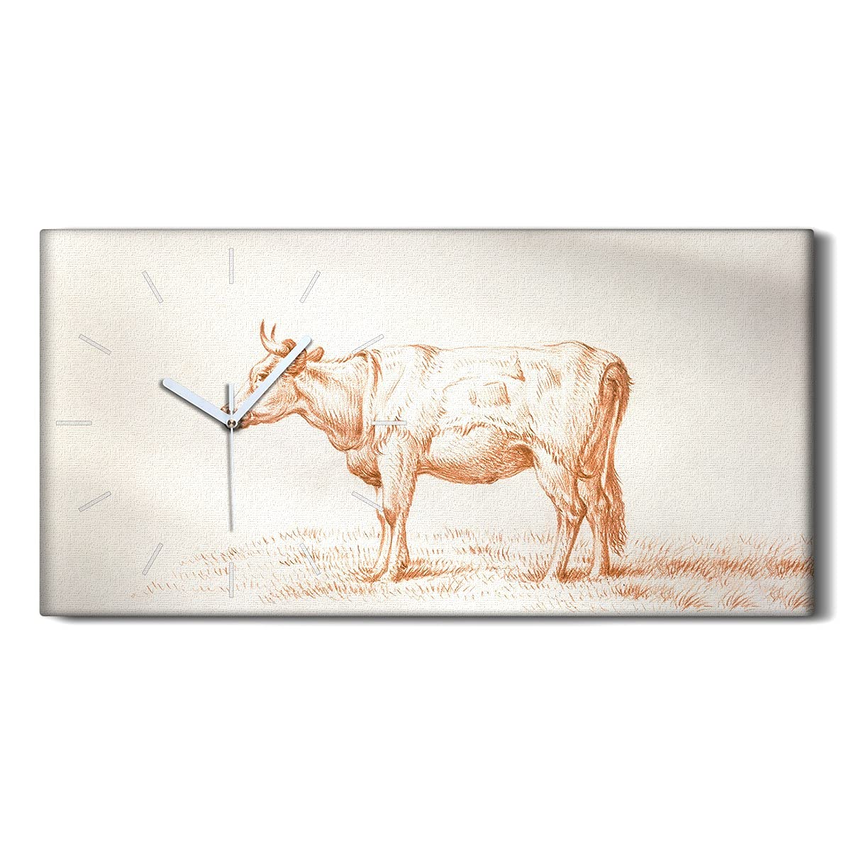 Horloge sur Toile Vache 60x30cm au design d'art moderne silencieux