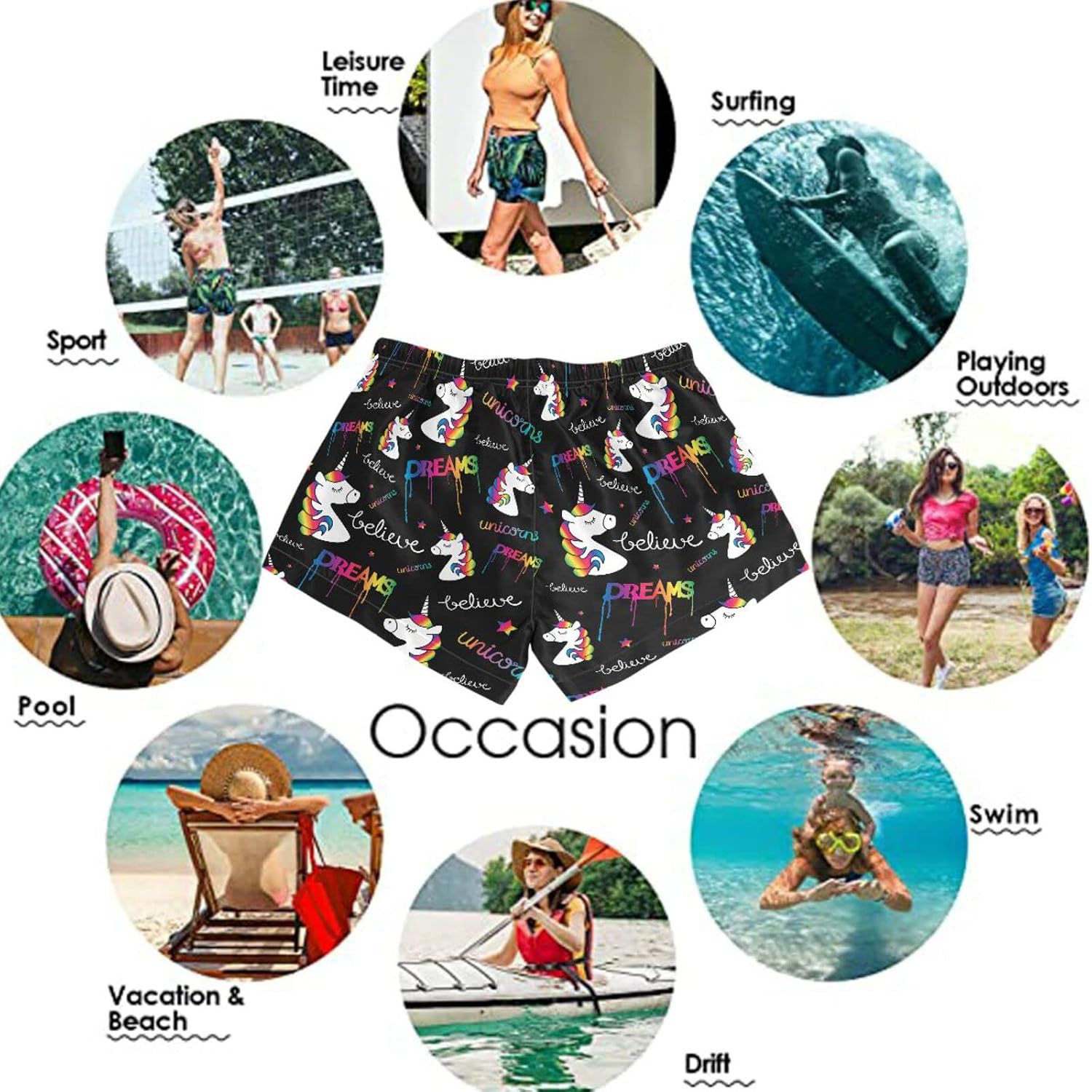 visesunny Women's Board Shorts Floral Beach Swim Shorts Swim Trunks