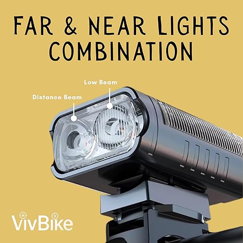 Miniatura 2 de VivBike Rechargeable Bike Light, Extremely Bright 1000 Lumen Dual LED Headlight, USB-C Fast Charging, 360 Rotating Mount, Waterproof  A HerTime2