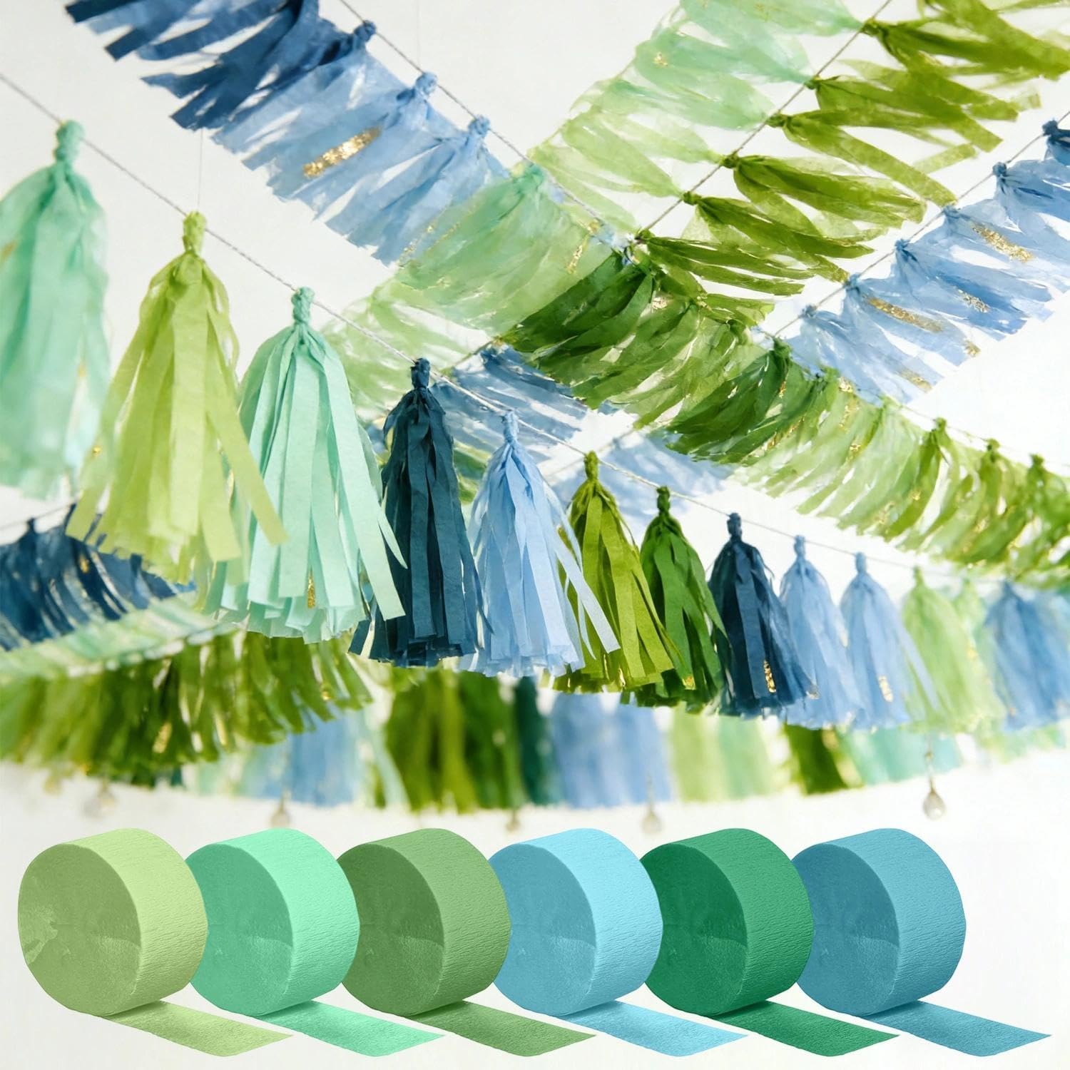 6 Rolls Crepe Paper Streamers Set Party Decorations Multicolor Roll Pack Birthday Wedding Festival Events Arts Crafts DIY