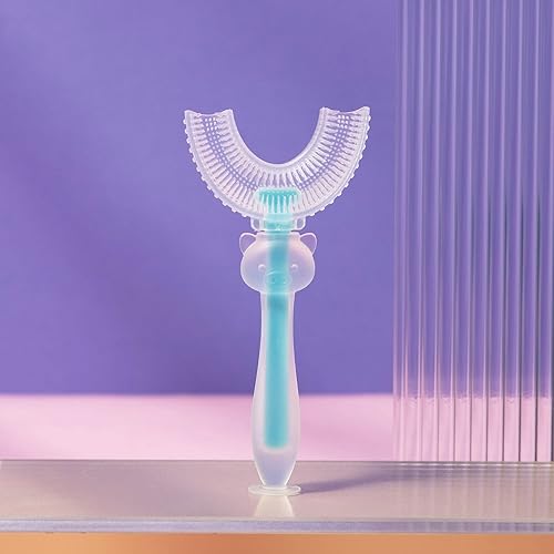 ROSEWARD Actualizado Cepillo de dientes en forma de U para niños pequeños cepillo de dientes redondo de 360 grados extra suave silicona de grado