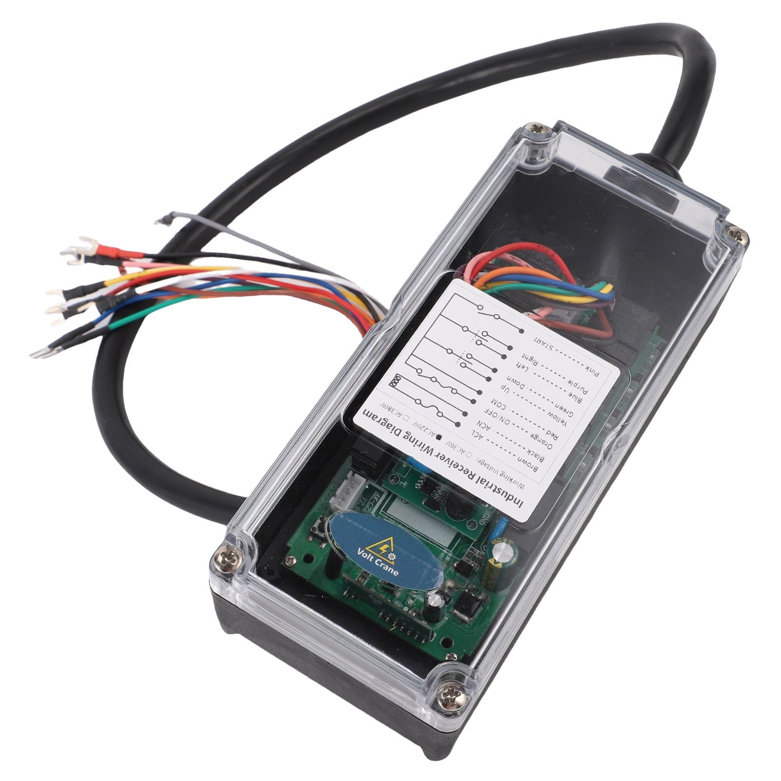 Duokon Telecomando per Gru Wireless ABS Radiocomando a 6 Pulsanti Controller per Paranco da 420 a 450 MHz Portata 328 Piedi Arresto di Emergenza per Operatori di Sollevamento a Ponte Sopraelevato