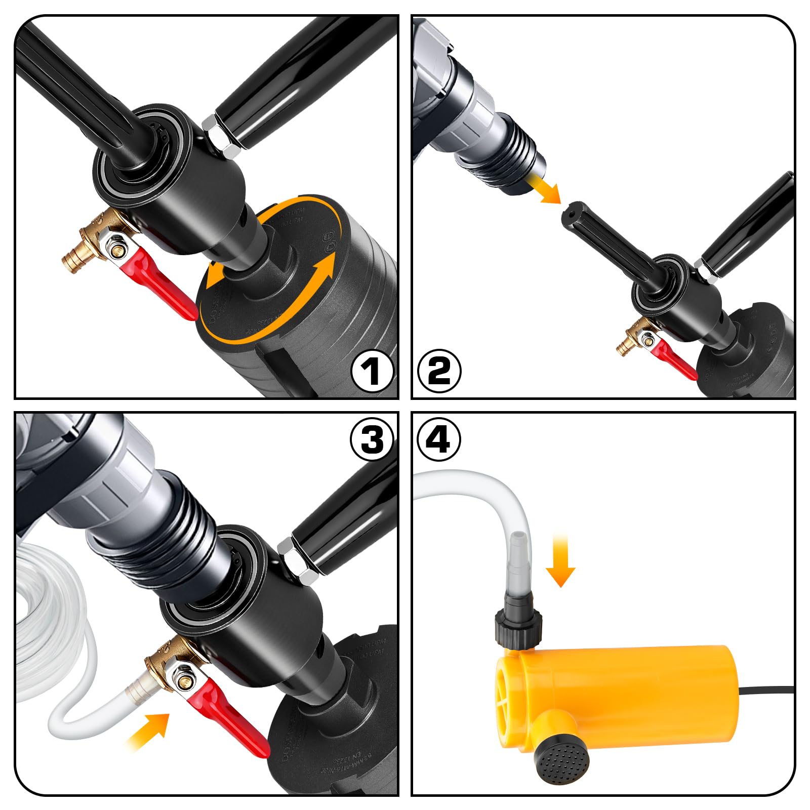 XIIW Adaptador SDS Max a 1 1/4" UNC para Brocas y Perforadora Hormigon Con Bomba y Manguera 4 m, Riego Automático, Acero 42CrMo4, G1/4", para Corona para Hormigon, Brocas de Núcleo