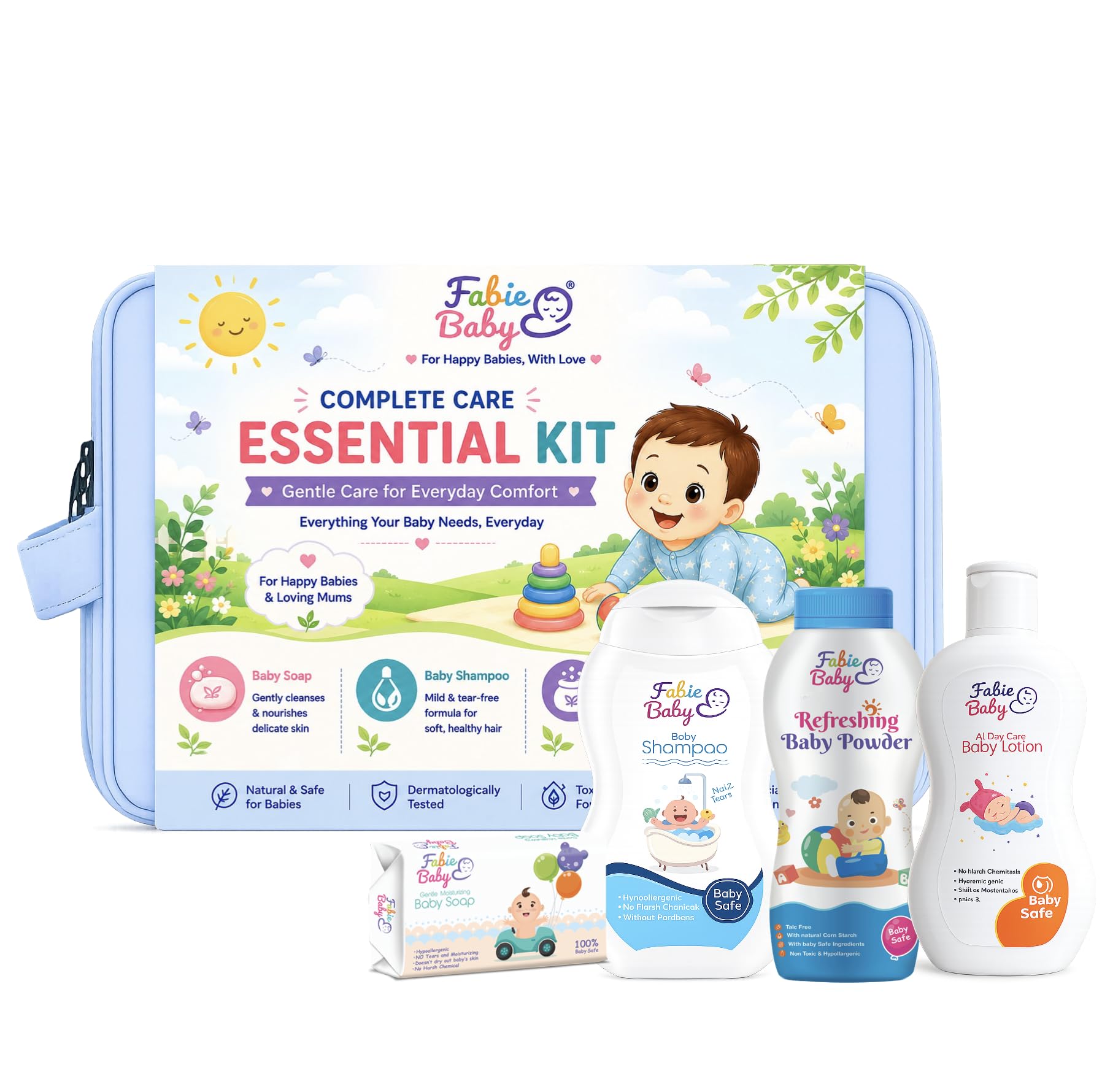 Fabie Baby Complete Essential Kit for Babies | Baby Shampoo, Baby Lotion, Baby Powder & Baby Soap | Everyday Baby Hygiene & Skincare Combo-image-3