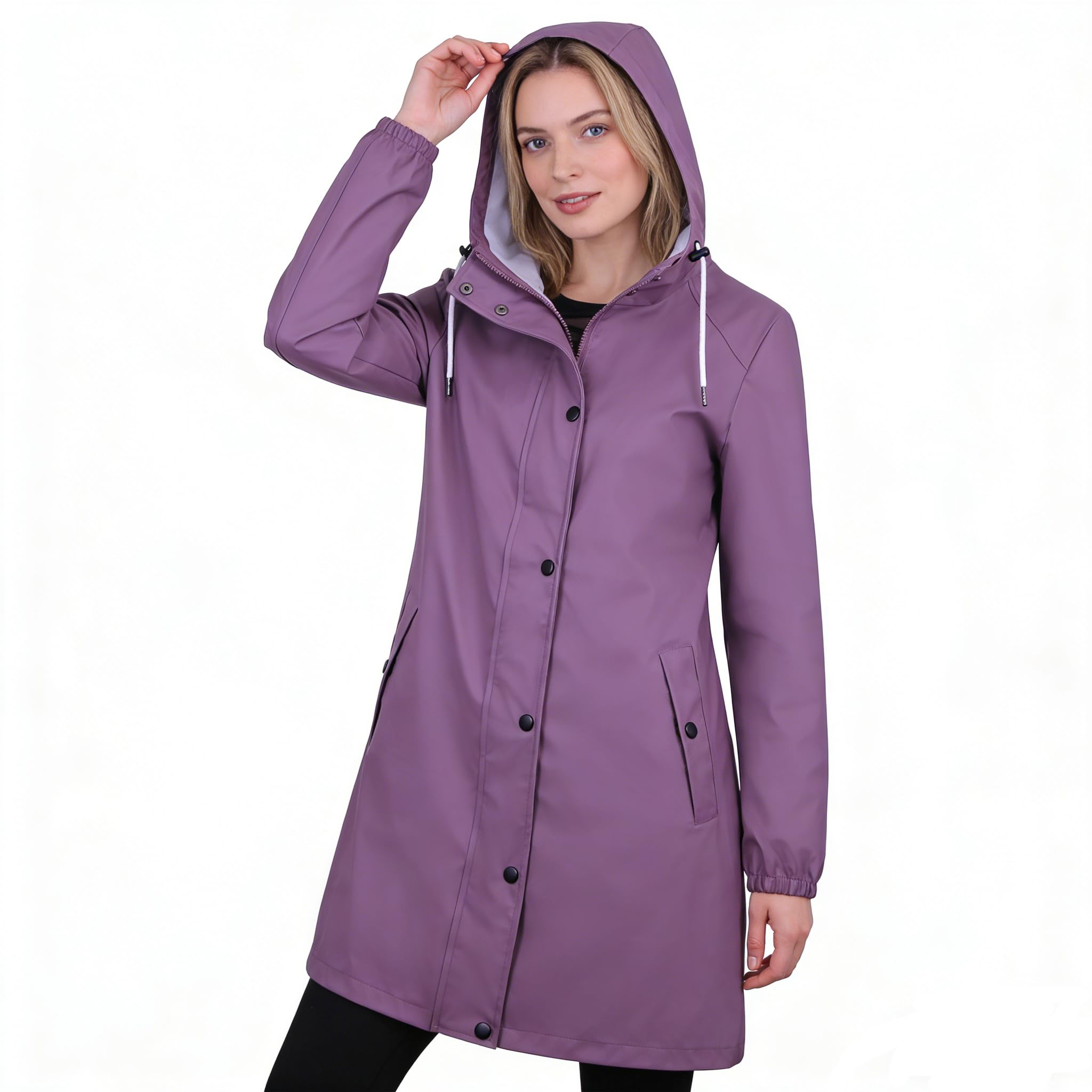 Regenmantel Damen Wasserdicht, Übergangsjacke mit Kapuze, Friesennerz | Leichte wasserdichte Regenjacke Damen aus PU für Outdoor, winddicht und praktisch für den täglichen Gebrauch