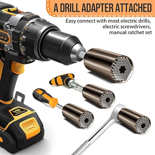 Miniatura 13 de Juego de herramientas de enchufe súper universal, adaptador de taladro eléctrico, enchufe de agarre para hombres y mujeres, accesorios geniales e