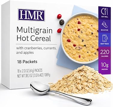 HMR Multigrain Hot Cereal High Protein Oatmeal Alternative for Weight Loss | 10g Protein, 220 Calories | Low Calorie Breakfast or Snack | Convenient Diet Meal | 18 Count