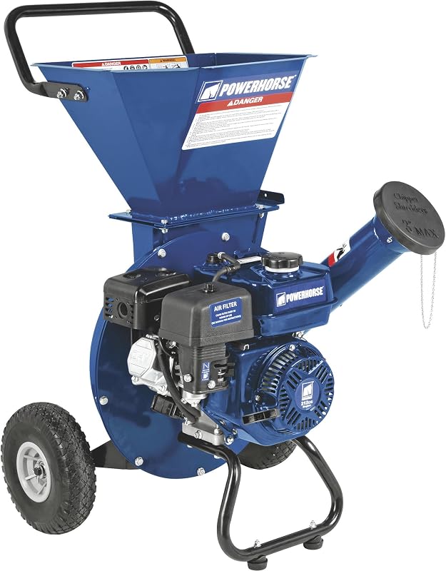 Trituradora/trituradora de madera Powerhorse 3 en 1, 3 pulgadas. Capacidad de astillado | Motor OHV de 212 cc, Reducción de desechos de jardín, Limpieza de propiedades, Uso comercial en exteriores, Alimentación controlada de material