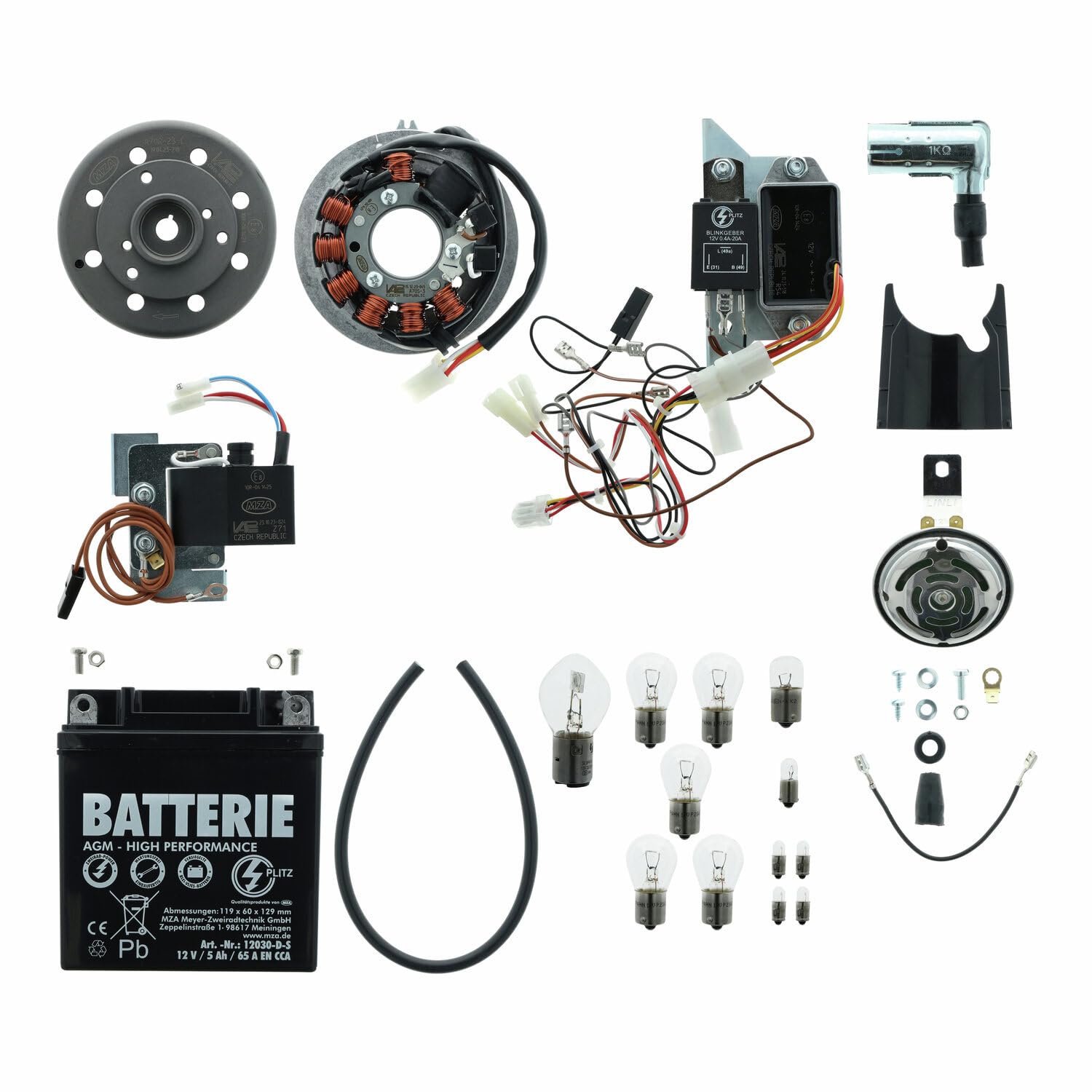 Simson Vape Zündanlage M-G S51 Komplett Set mit wartungsfreie 12V 5Ah  Batterie (incl. 7,50 EUR Batteriepfand), Hupe, Kugellampen : Amazon.de:  Auto & Motorrad
