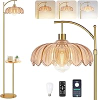 Vista 18 de Lámpara de pie con diseño de árbol de 3 bombillas; alta, rústica, estilo rural, industrial y boho, pantalla de mimbre y bambú; para sala de estar