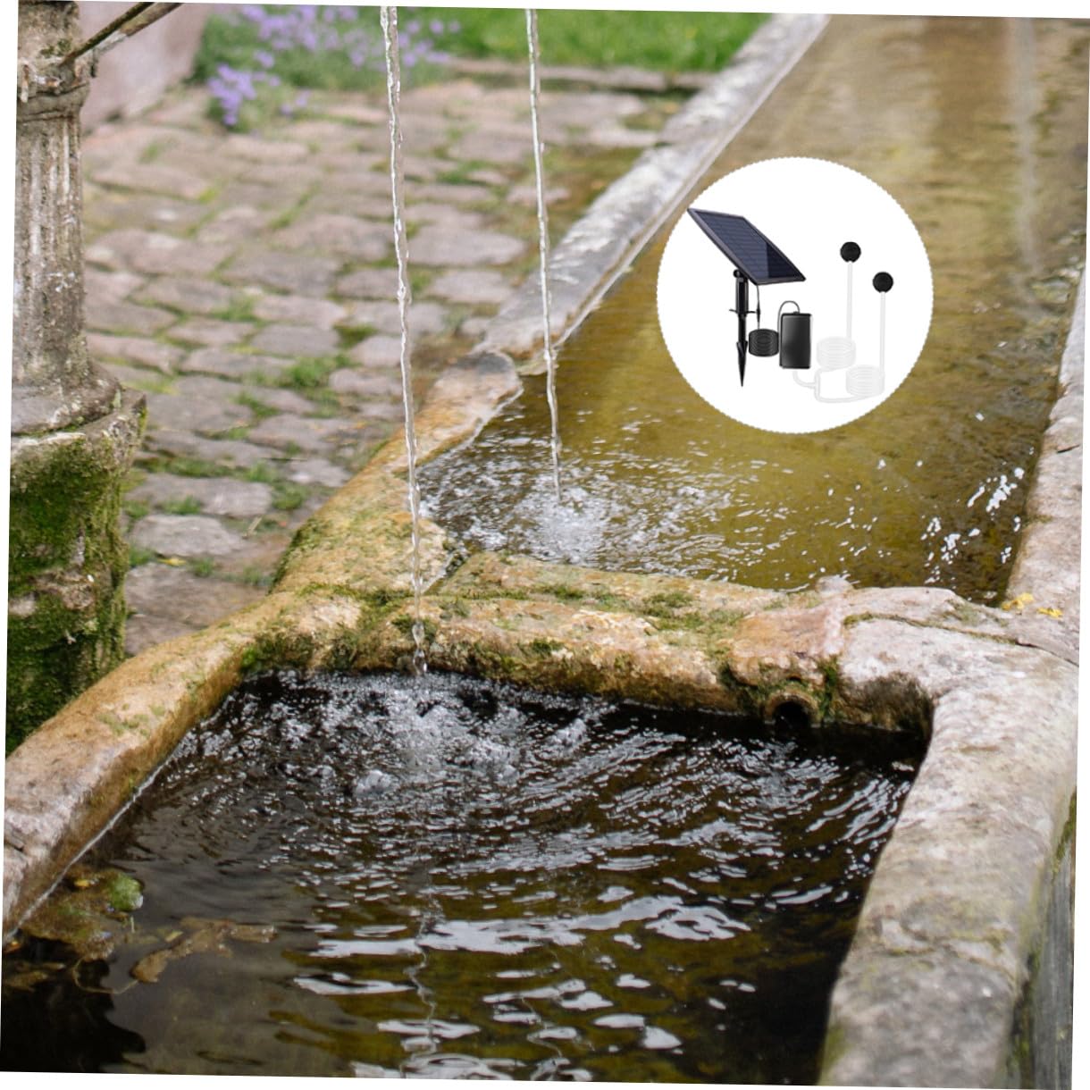 Milisten Solar Teich Sauerstoffpumpe für Aquarium und Gartenteich Tragbar Geräuscharm mit Solarladung