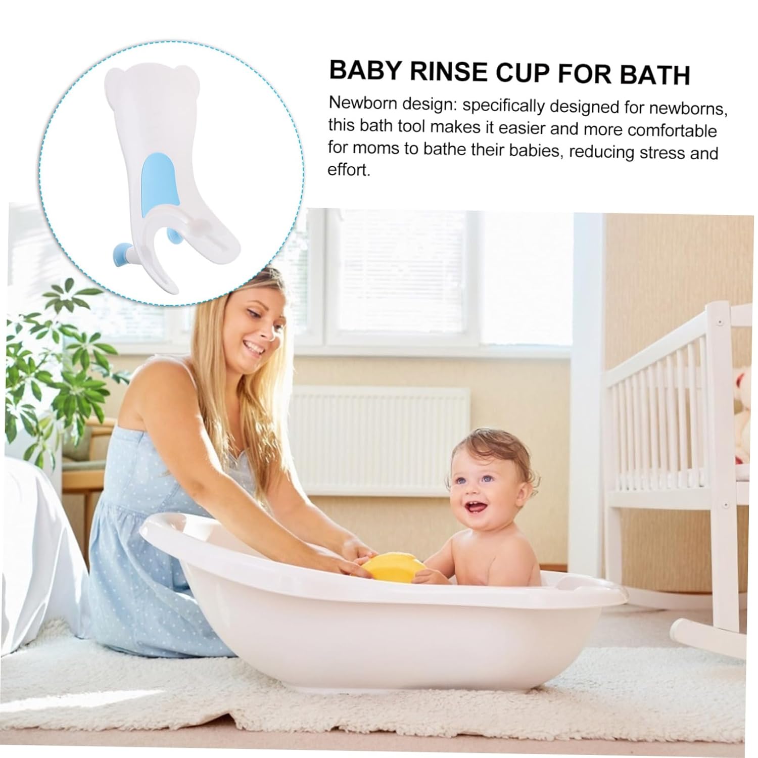 Abaodam Portable Wash Basin Lightweight Boy Girl Bath Tool for Comfortable Bathing Easy Cleaning and Toilet Training for Newborns and Toddlers Includes Hook