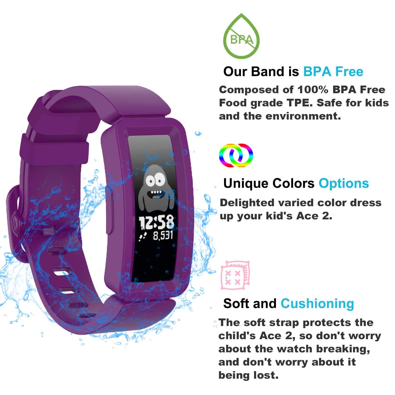 Cinturini Sportivi In Silicone Per Fitbit Ace 2 E Inspire - Morbidi, Impermeabili E Colorati - 6