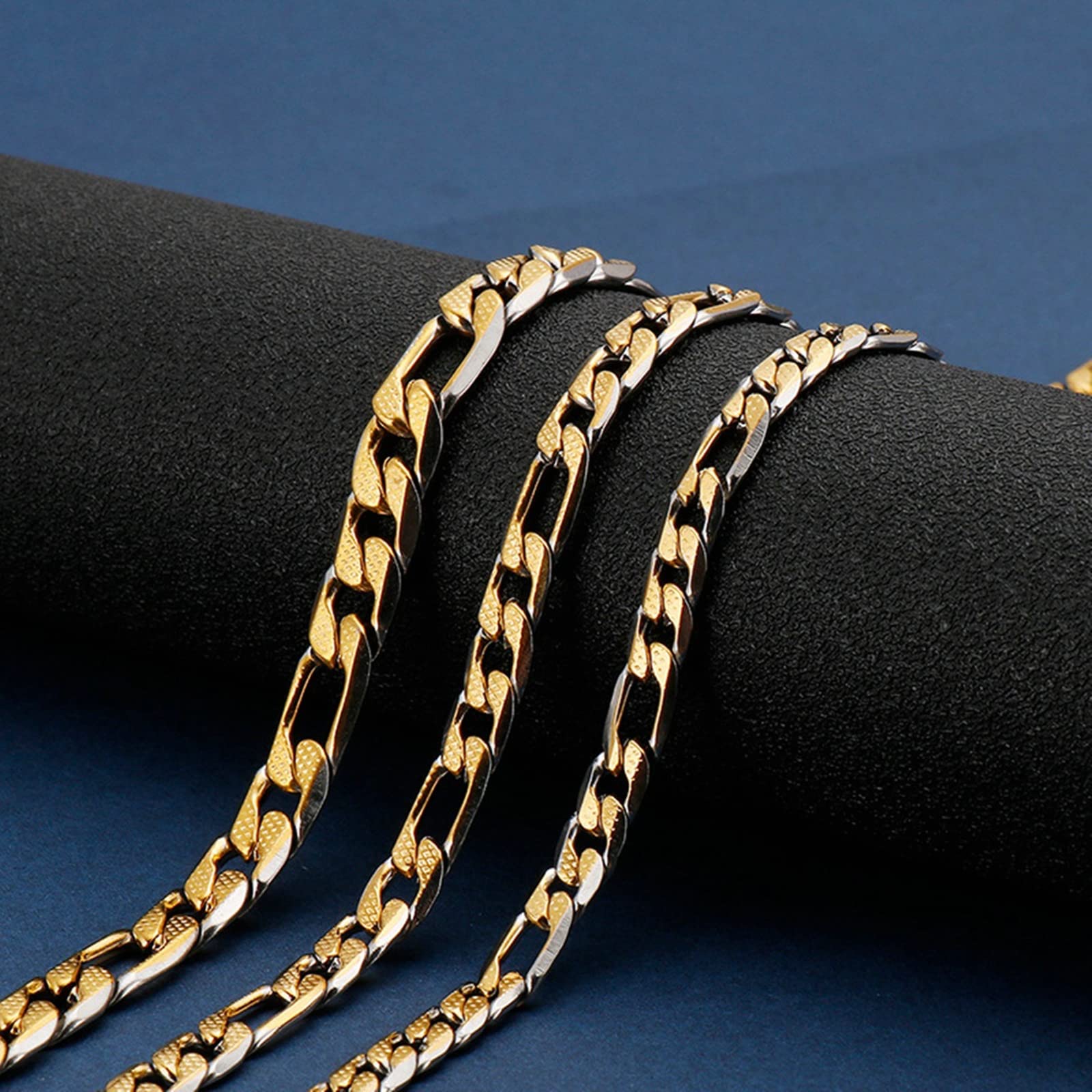 YZYSHHX Gold Figaro Ketten für Männer, Jungen - Länge 65CM x Breite 6.5-9MM Edelstahl
