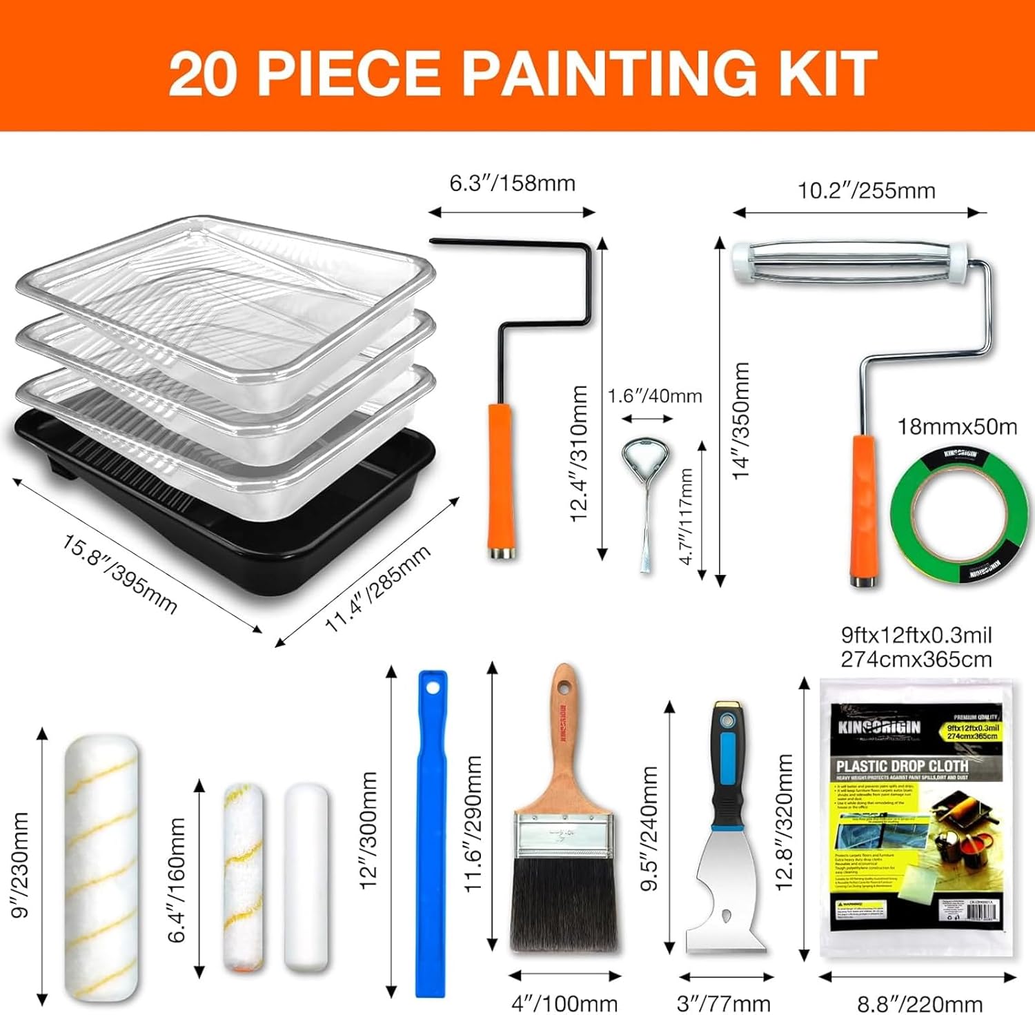 Microfiber Roller with 20 Painting Kit