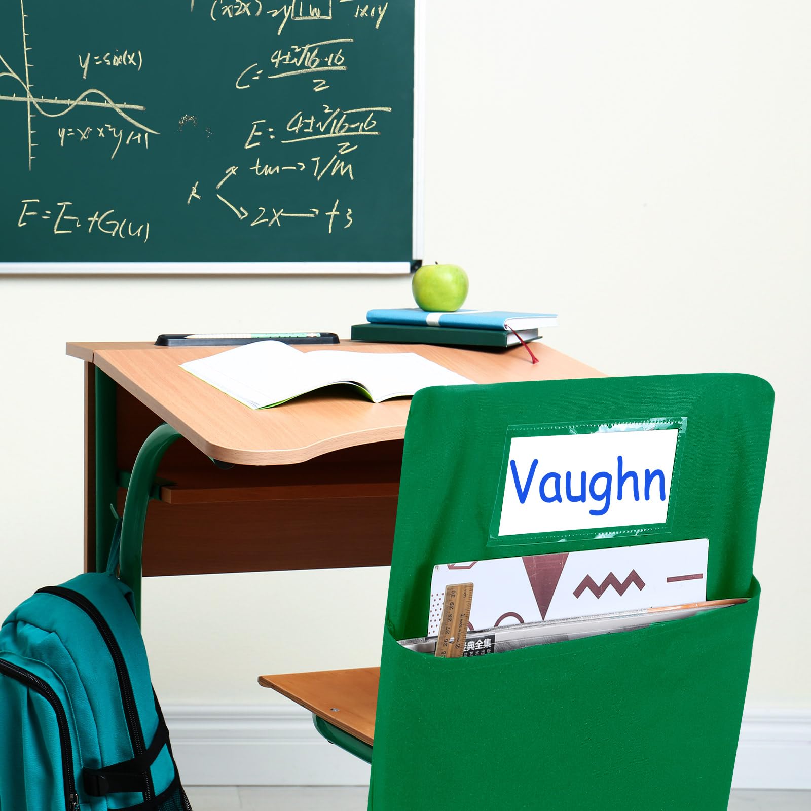 24 tasche portaoggetti per sedie da 43 cm, tasche per sedie per aule, tasche per sedie per studenti, organizer per sedie in classe, con etichetta per il nome, per mantenere organizzato il libro degli