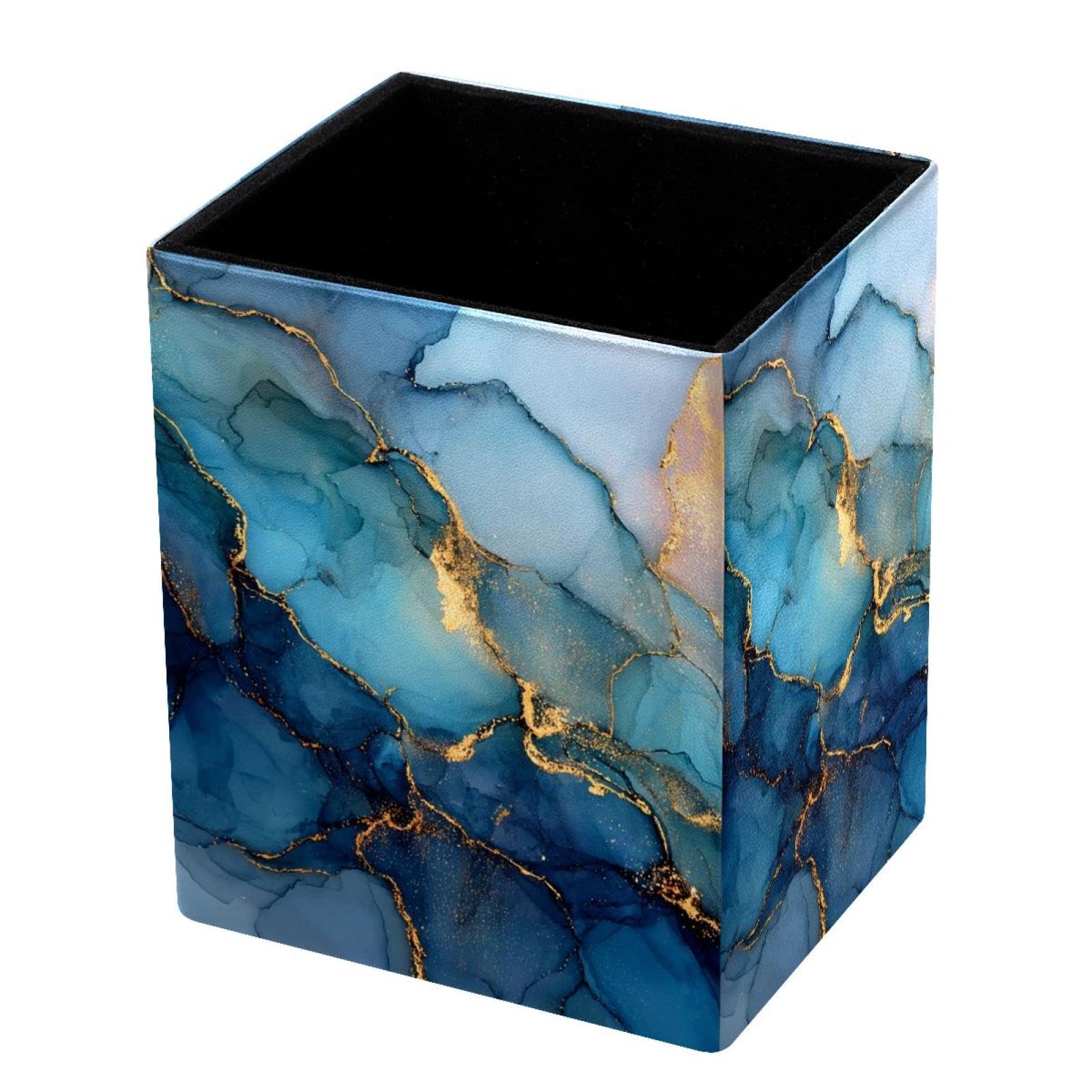 VAPOKF Pencil Holders for Desk, Marble Texture Printed Pen Holders Pen Pot Makeup Brushes Storage Desktop Stationery Supplies Organiser for Home Office