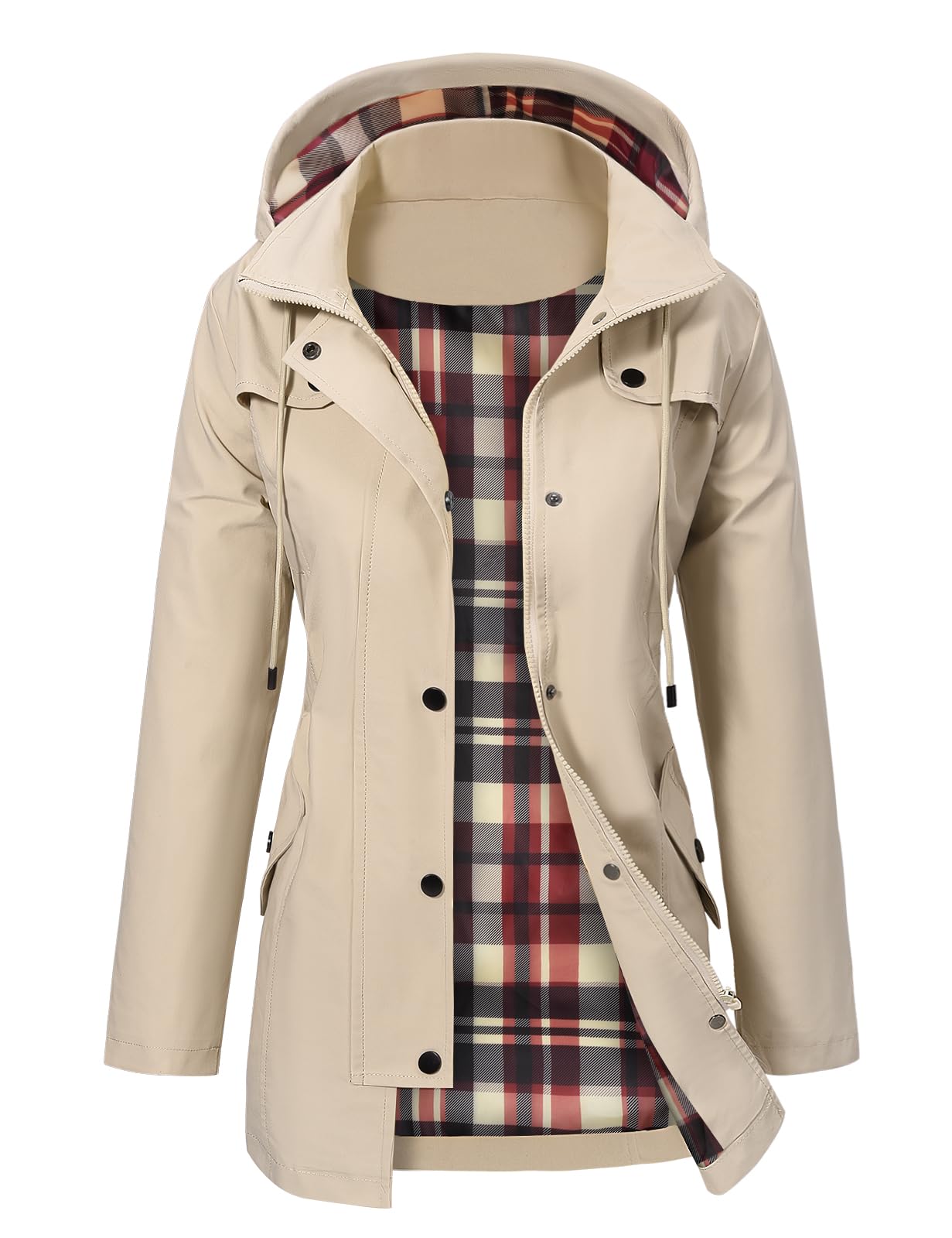 UMIPUBO Chubasquero Mujer Impermeable Cortavientos Parka Ligera Capucha Trekking