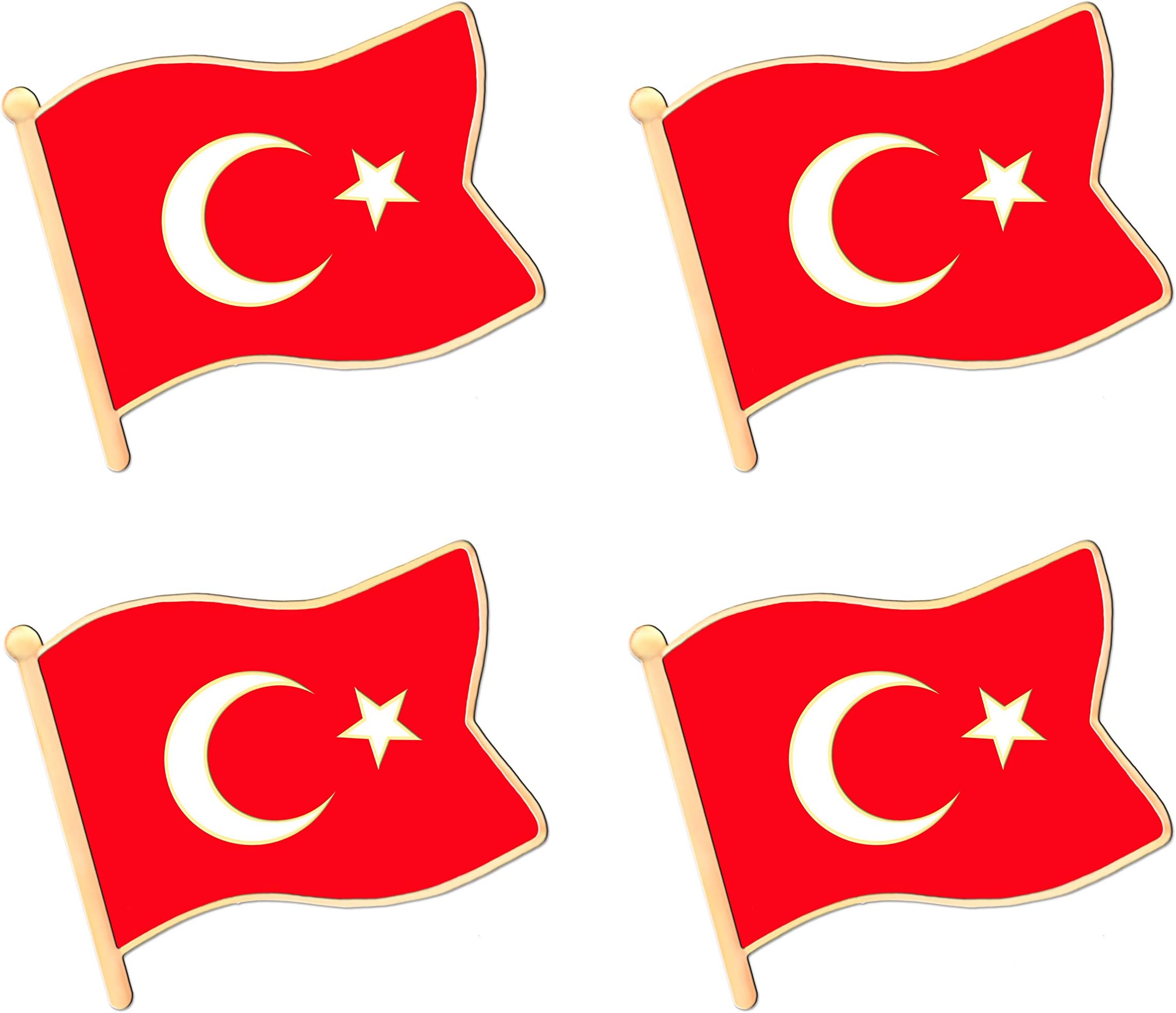 Turkey Turkish Flag Lapel Pin Decorations (4 Pack)