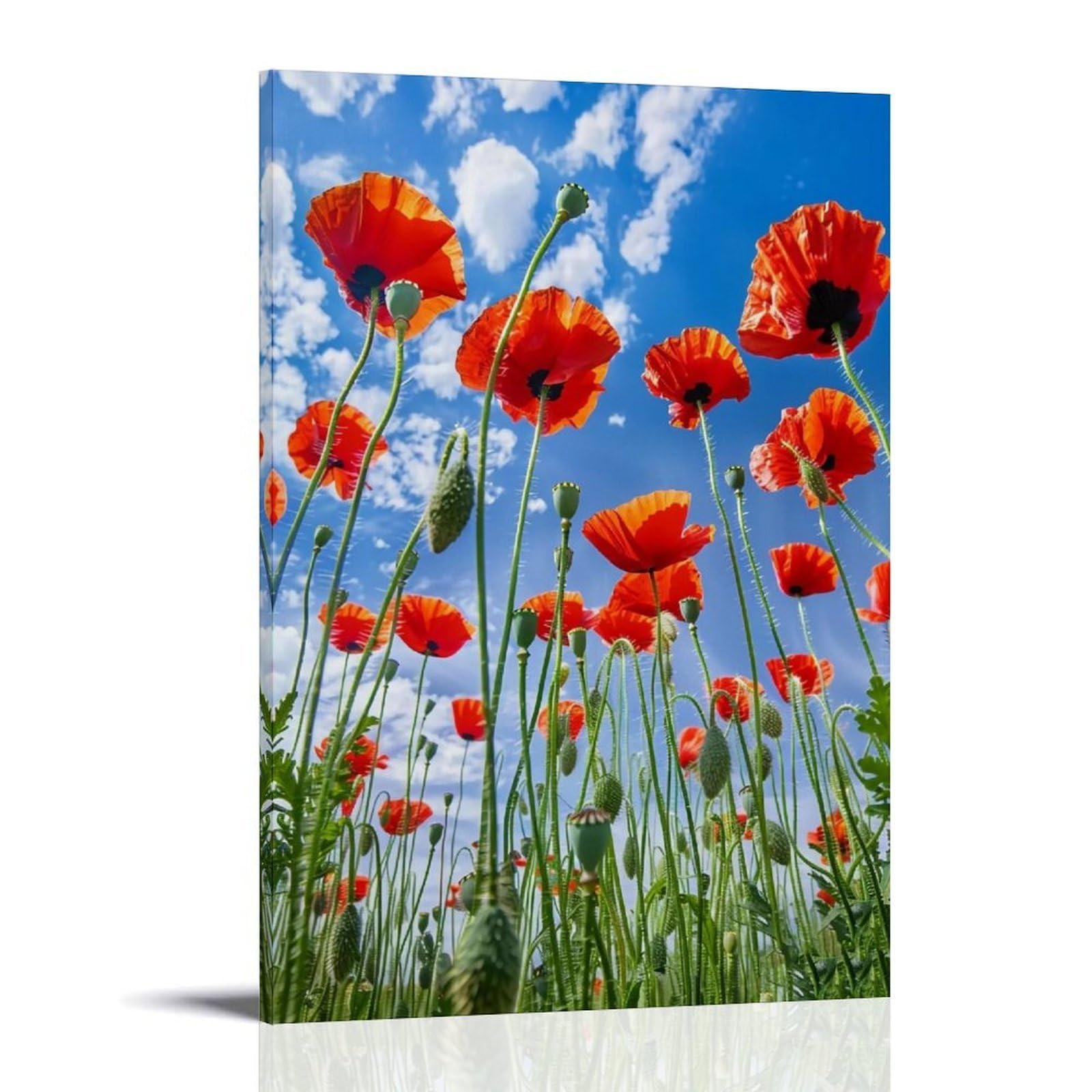 Hueryryhy Frame-Style 24X36inch Vibrant Red Poppies Framing Golden Hour Cloudscape 04 Poster Wall Art Canvas Vintage Aesthetic Painting Decor For Rooms 24X36inch Frame-Style