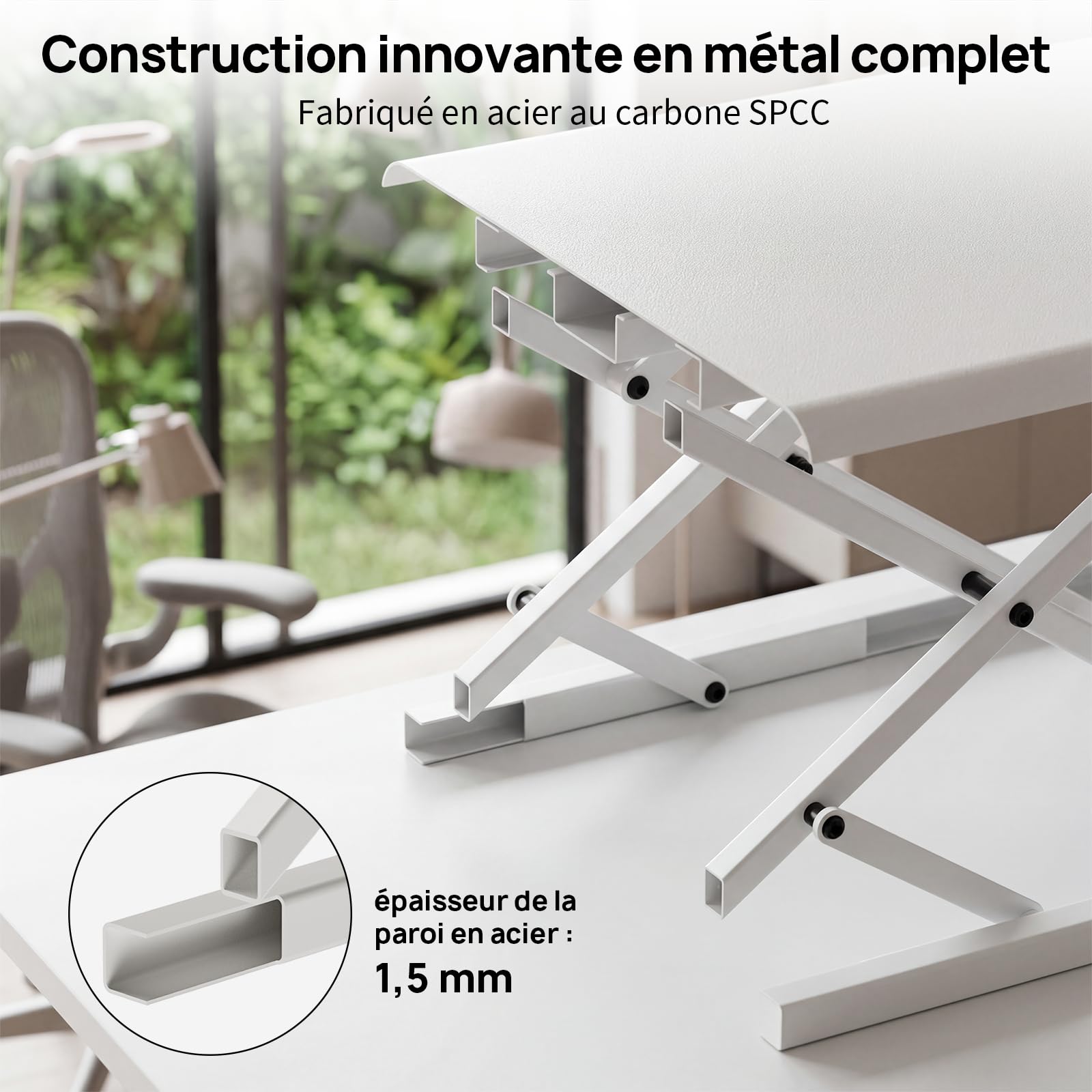 Mensola regolabile in altezza, convertitore da scrivania ultra sottile, spessore solo 2,8 mm, bordi arrotondati ergonomici, posto di lavoro, scrivania in piedi, per laptop, schermo del PC