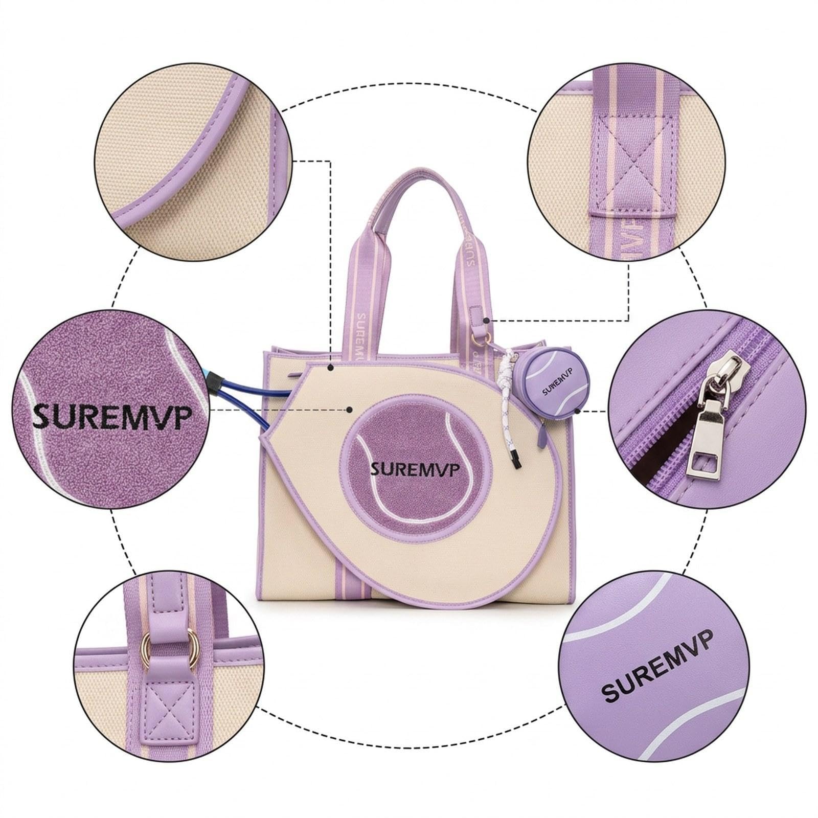 Borsa da Tennis, Borsa Sportiva per Esterni per Tennisti, Materiale PU Impermeabile, Leggera, con Cerniera, Adatta per Ciclismo, Palestra E Altro.