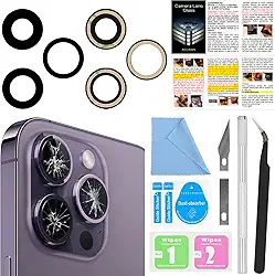 ASDAWN Substituição de vidro da lente da câmera traseira traseira para iPhone 14 Pro de 6,1 polegadas com adesivo pré-instalado, kit de vidro de lente de câmera traseira ASDAWN com manual de
