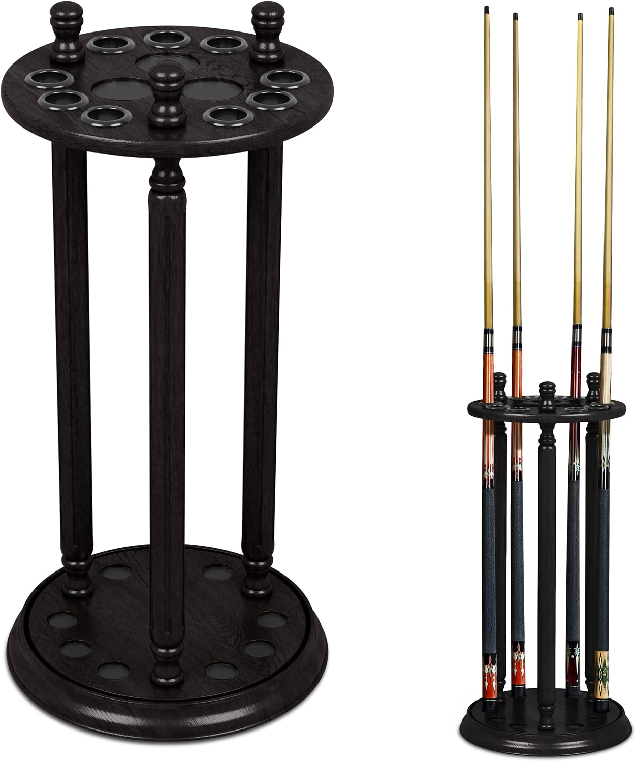 Cue Rack Only - Revolving 9 Pool - Billiard Stick Cue Rack - Stand Black Finish