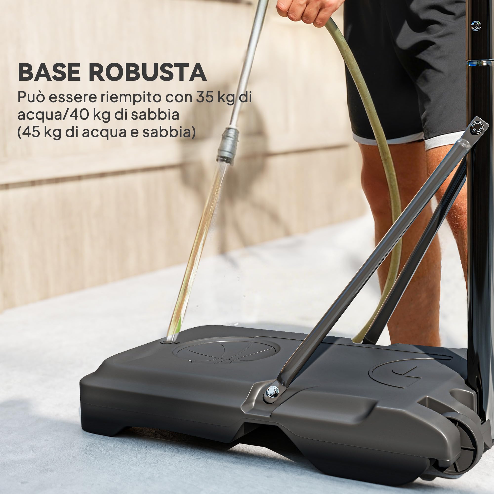 HOMCOM Canestro da Basket Altezza Regolabile 197.5-254 cm, Canestro Trasportabile con Ruote e Supporto, Blu