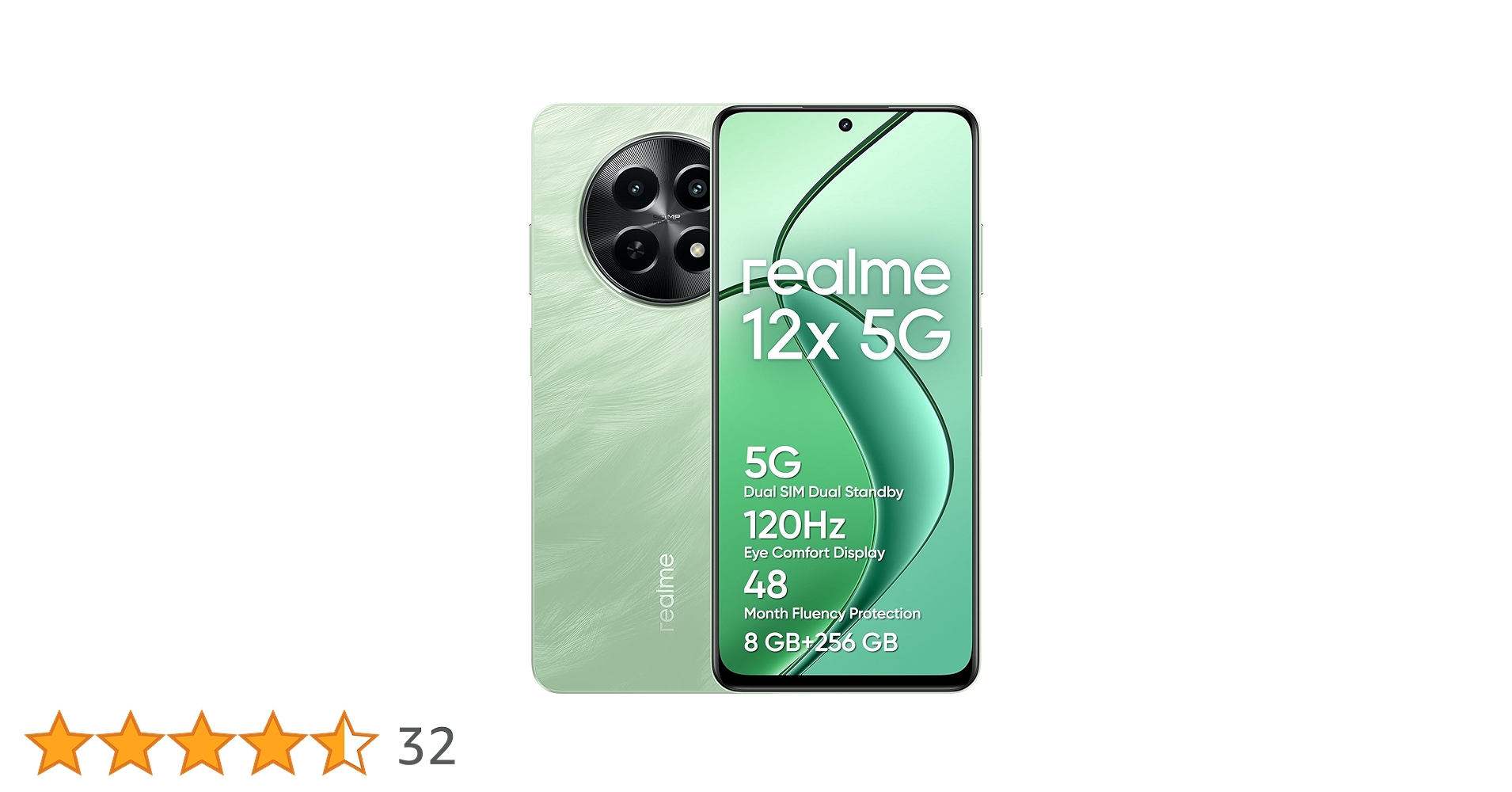 Realme 12x 5G 8GB/256GB Green (Feather Green) Dual SIM : Amazon