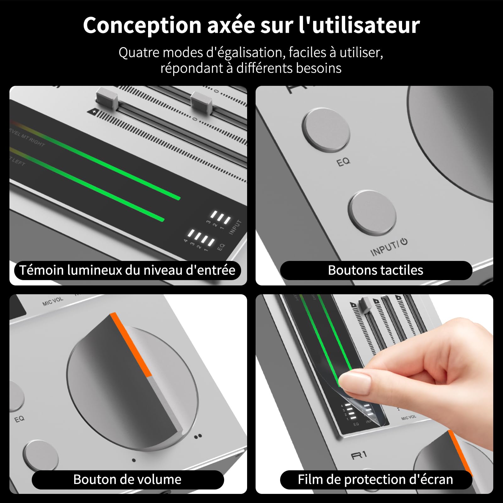 SMSL R1 DAC Amplificateur de Casque, DAC Amp de Bureau, Convertisseur Audio Numérique vers Analogique USB C pour Gaming PC PS5, Entrée Micro/USB/Optique/Coaxiale, Sortie 3,5mm/4,4mm/RCA, Argent