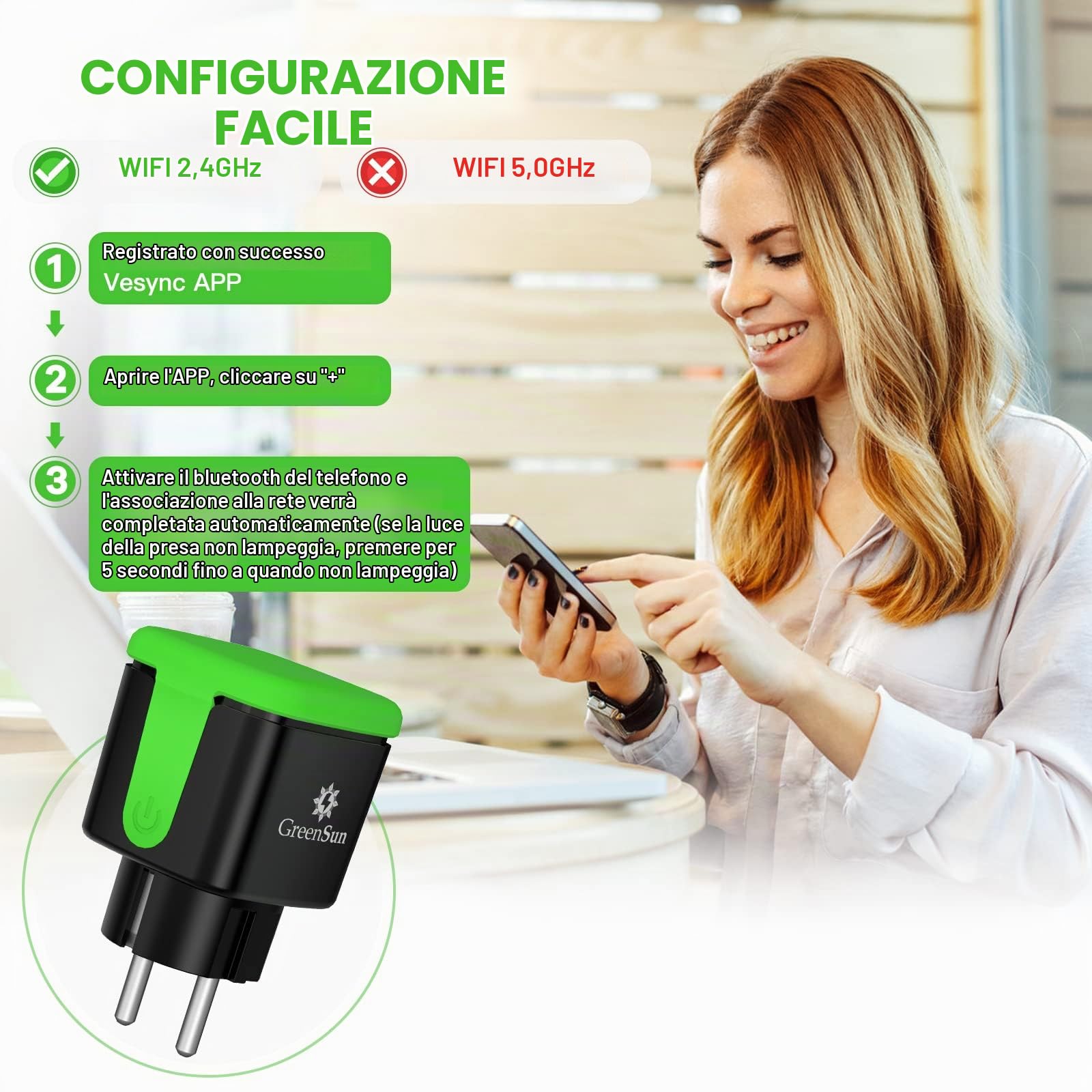 GreenSun Presa Smart - VeSync APP Telecomando Compatibile con Alexa Google Home 16A Temporizzata Programmabile Misuratore Di Consumo Elettrico Prese Intelligente IP44 Impermeabile per Esterni 2,4 GHz
