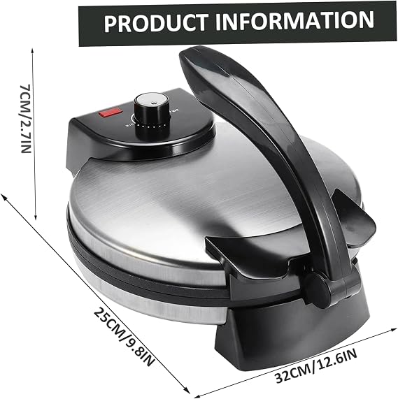Electric Tortilla Press & Roti Maker, 10-Inch Non-Stick Dough Press for Tortillas, Flatbreads & Pizza, Kitchen Countertop Accessory for Home Cooking