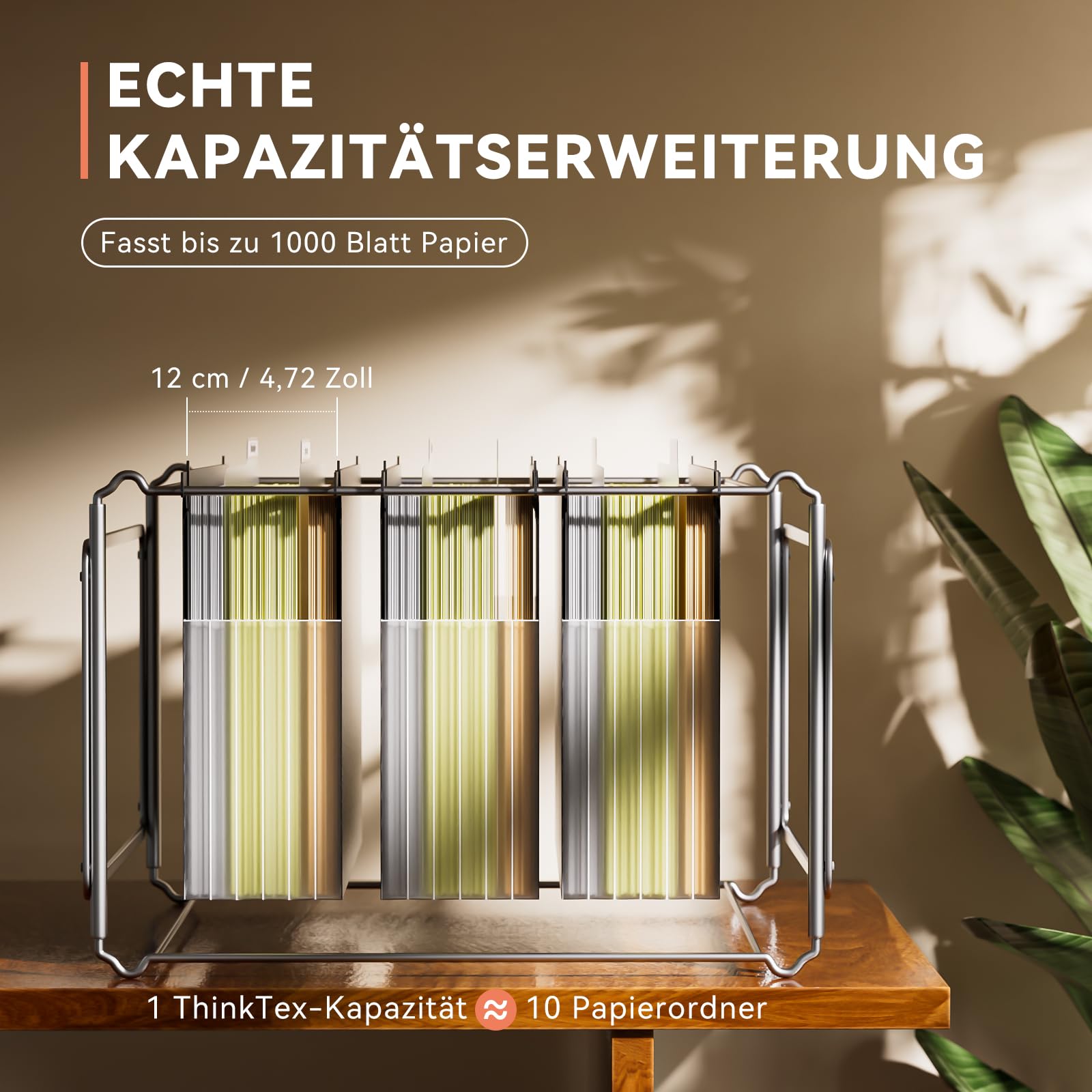 ThinkTex 3er Pack Hängemappen A4 Stabil, 12cm Breit Erweiterbare Hängeregister mit Versenkbaren Haken, Große Kapazität Hängeordner (Schwarz)