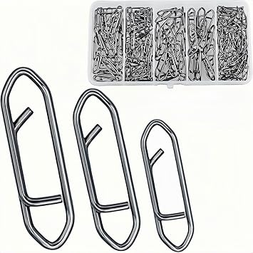 Fishing Power Speed Clips 260Pcs - Quick Change Lure Clips Stainless Steel, Saltwater Tackle Accessories for Leaders Snaps Swivels S100Pcs,M100Pcs,L60Pcs