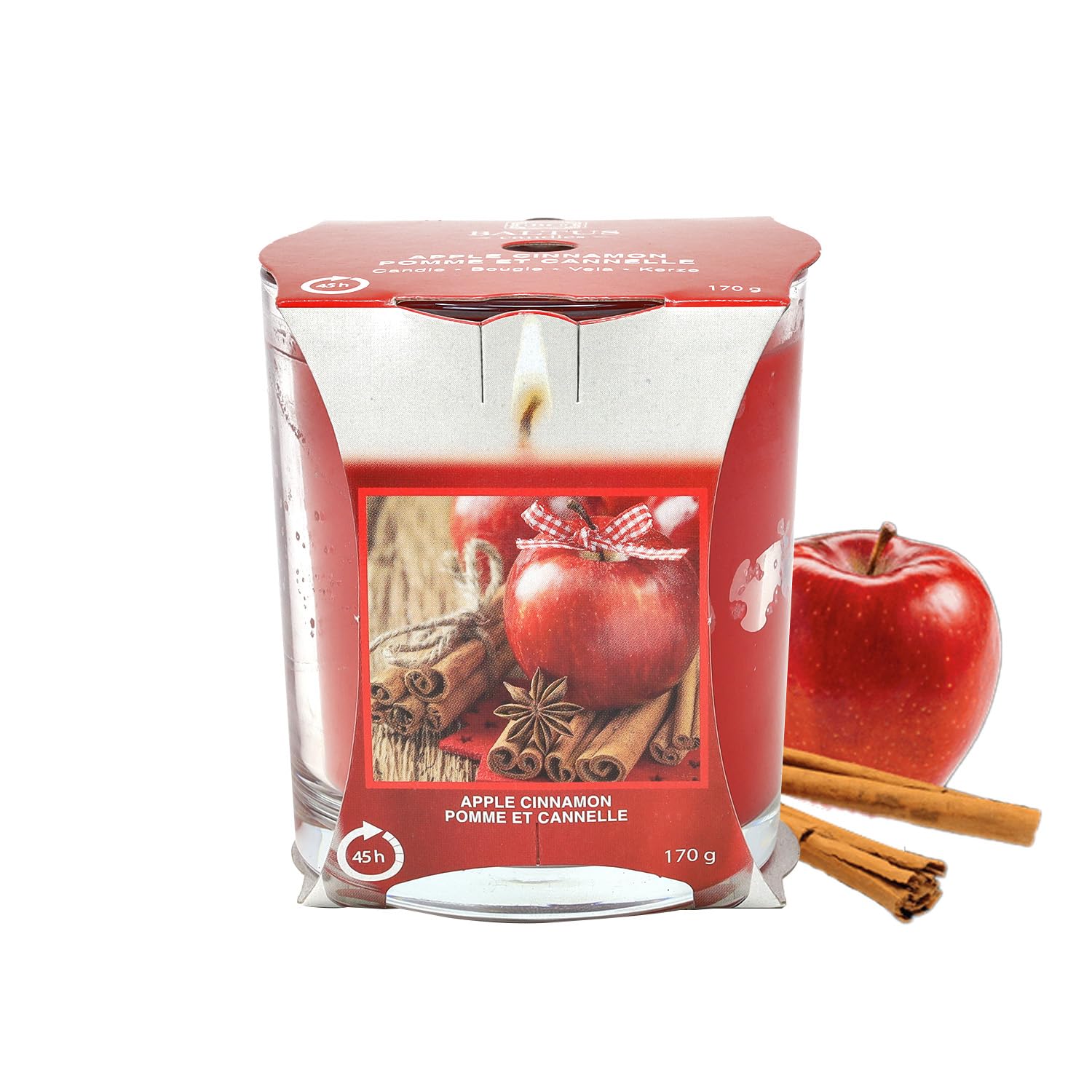 Baltus Multicoloured Scented Candle Apple Cinnamon 170G Single Wick 45Hrs Glass Jar Gift Idea