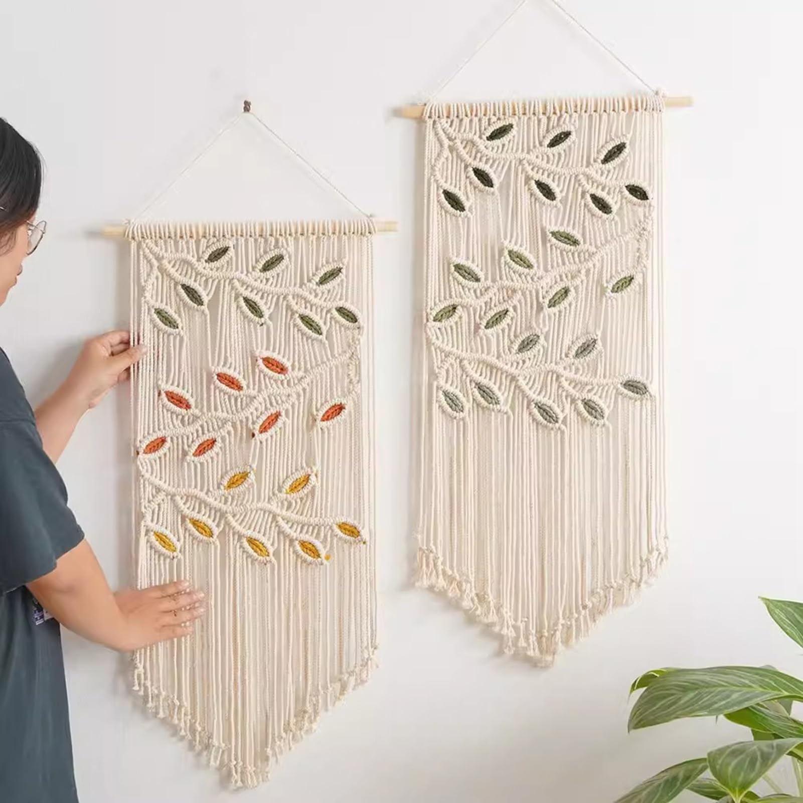 Rideaux en macramé Rideaux en Macramé Ivoire pour Fenêtres, Longue Suspension Murale en Macramé, Toile De Fond De Mariage en Macramé