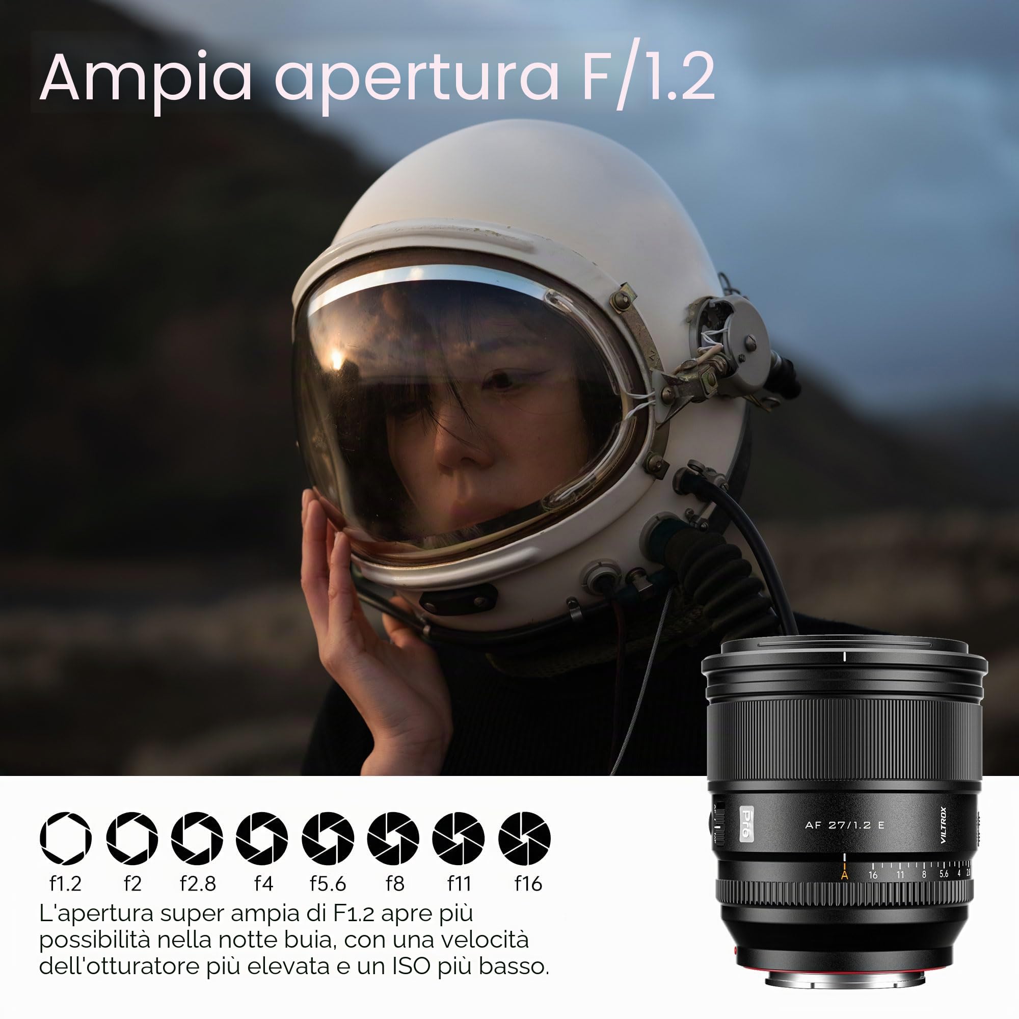 VILTROX 27mm F1.2 Pro E Mount Obiettivo, 27mm f/1.2 Autofocus Grande Apertura APS-C Prime Obiettivo Compatibile con Fotocamere Mirrorless Sony E Mount a7 a6700 a6500 a6600 a7iv a7iii a7c
