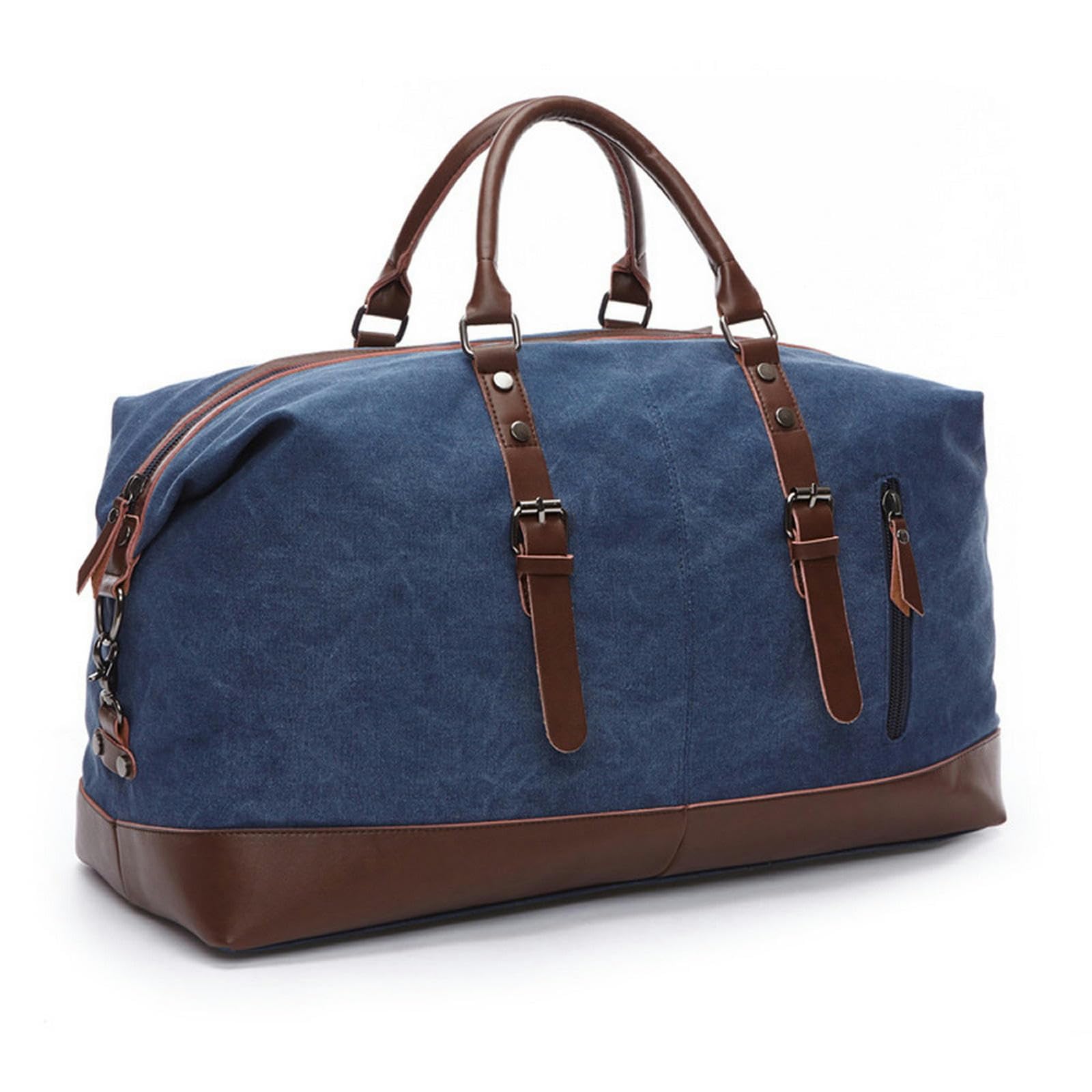NOGRAX Schulrucksack Leinwand Leder -Männer Reisen Reisen Mit Gepäcktaschen Männer Duffel Bags Reisen Tasche Große Wochenendtasche-EIN Grüner