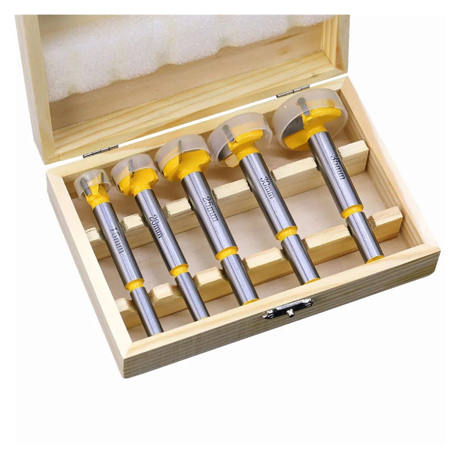 Set di 5 punte for trapano for cerniere, for carpenteria, legno, finestre, fori, trivella, foratura in legno, diametro 15, 20, 25, 30, 35 mm