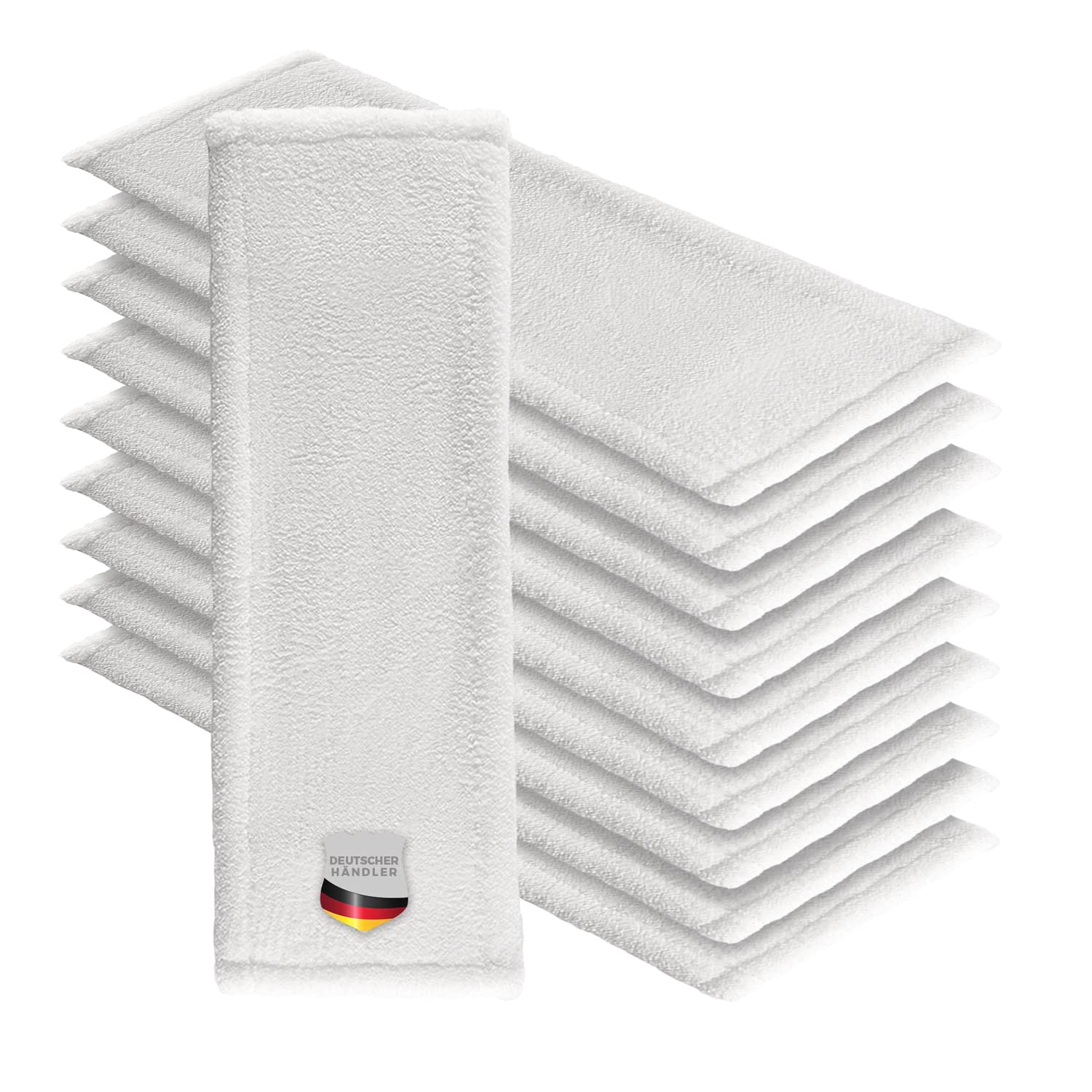 Mikrofaser Wischmop 40 cm White Ersatz für Mop Klapphalter Wischmoppbezug , für Versiegelung Reinigung von Bodenbeläge wie Laminat Dielen, Fliesen Feudel, Bodenwischer Ersatzbezug (10)