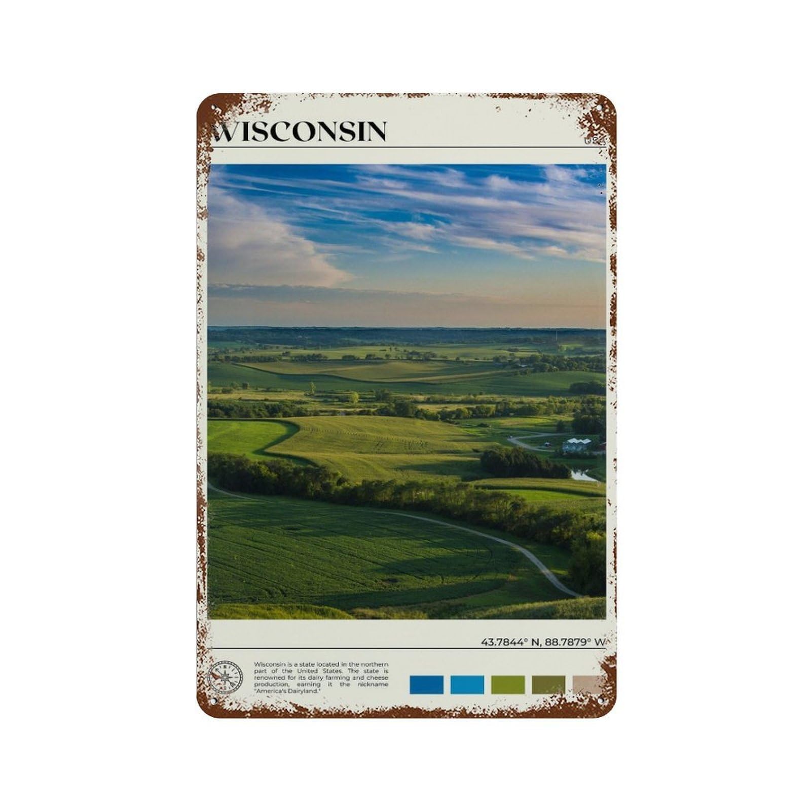xiaoxiaoshen Real Photo Wisconsin Decor USA Wall Decor Art Metal Tin Poster Modern Home Decor Art Home Bar Shop Decorations Vintage Sign 30x20cm